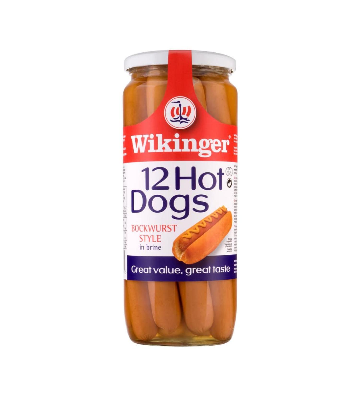 Wikinger 12 Hot Dogs Bockwurst Style in Brine 1030g x 6