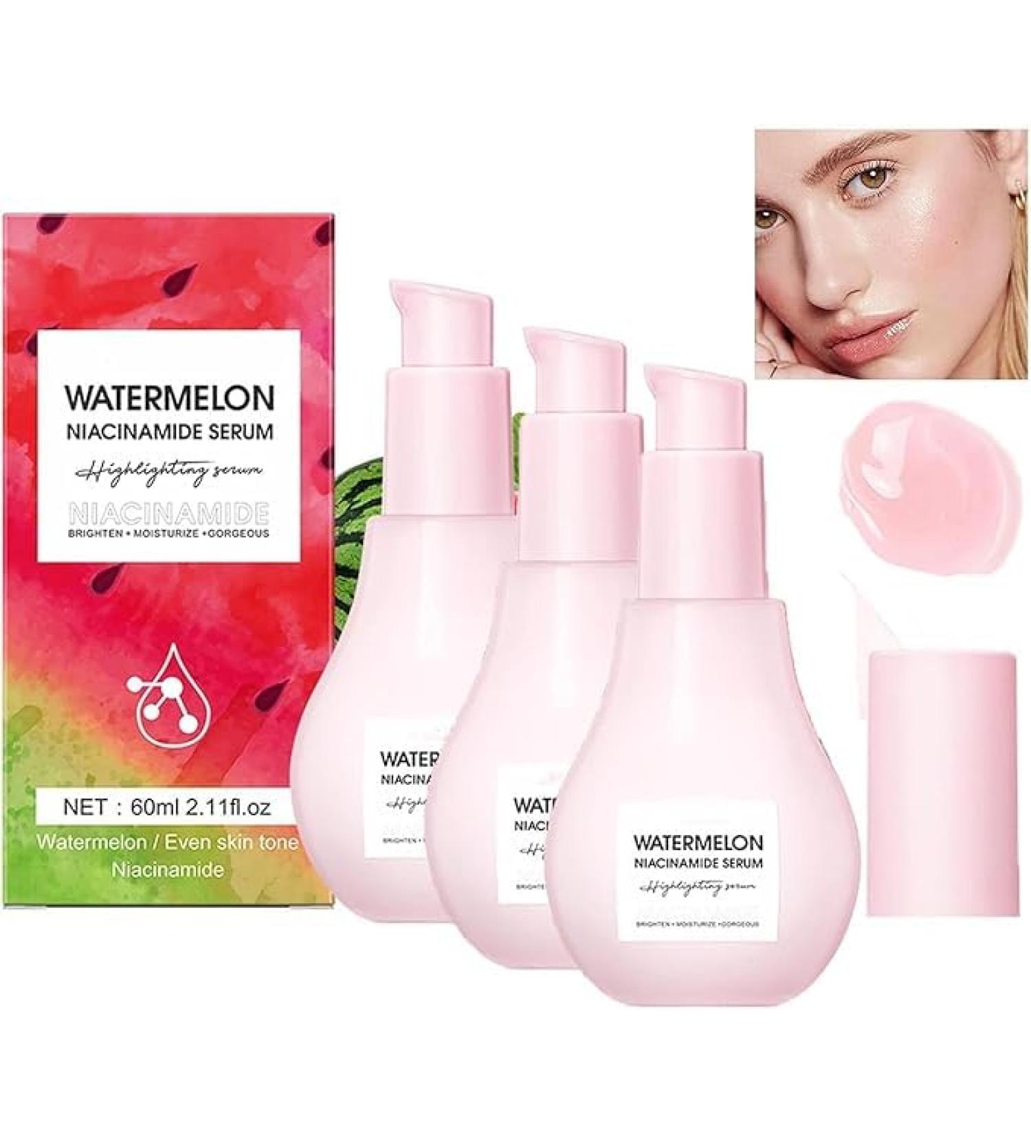 (100% Effective) 3PCS Watermelon Glow Moisturize Serum | Watermelon Facial Essence | Lightweight Facial Serum & Priming Liquid Highlighter | 75ml - Buy Online on GoSupps.com