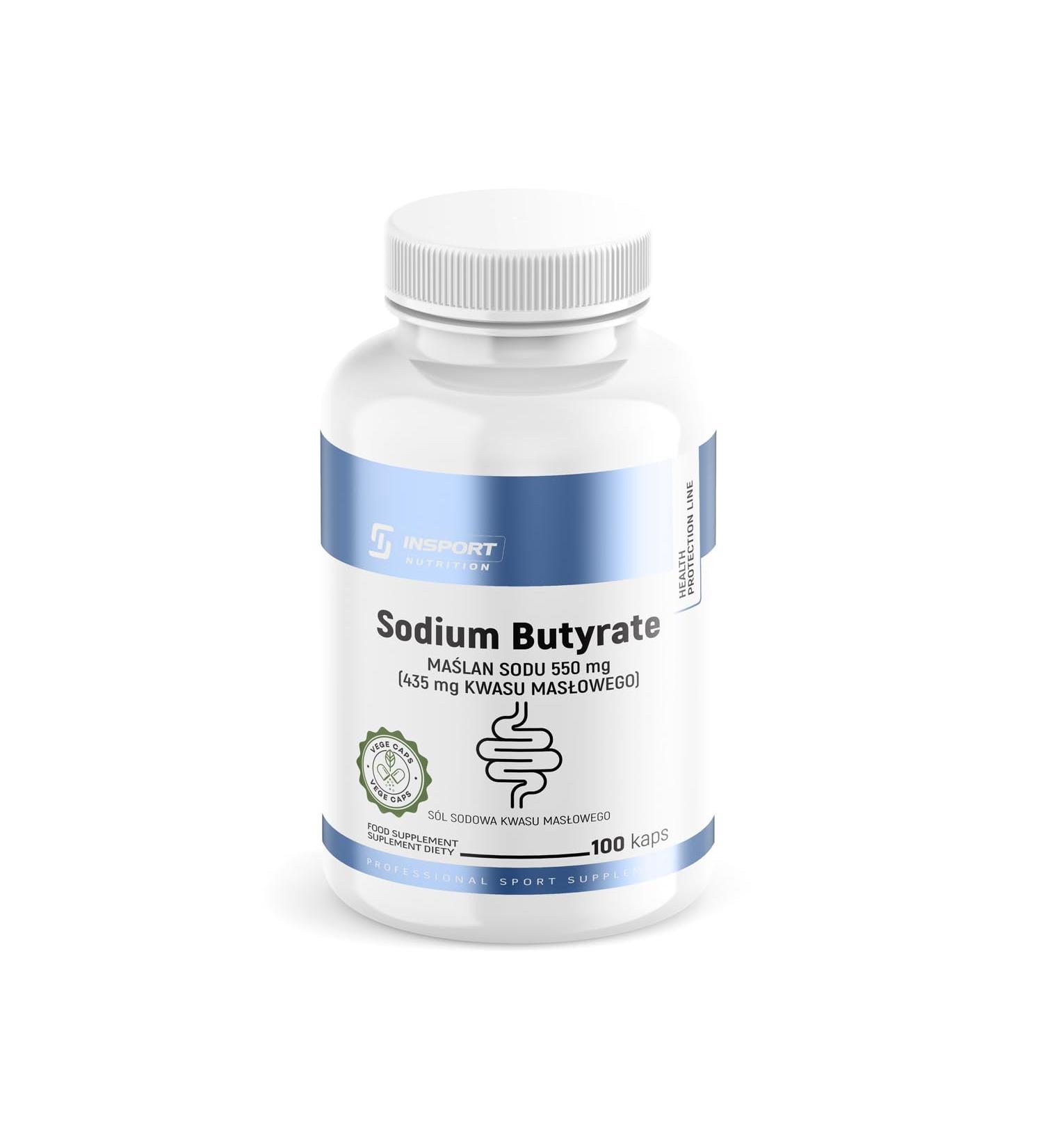 Insport Nutrition Sodium Butyrate 550mg - 100% Vegan Intestinal Support - Gastrointestinal Health - 100 Capsules - Buy Online on GoSupps.com