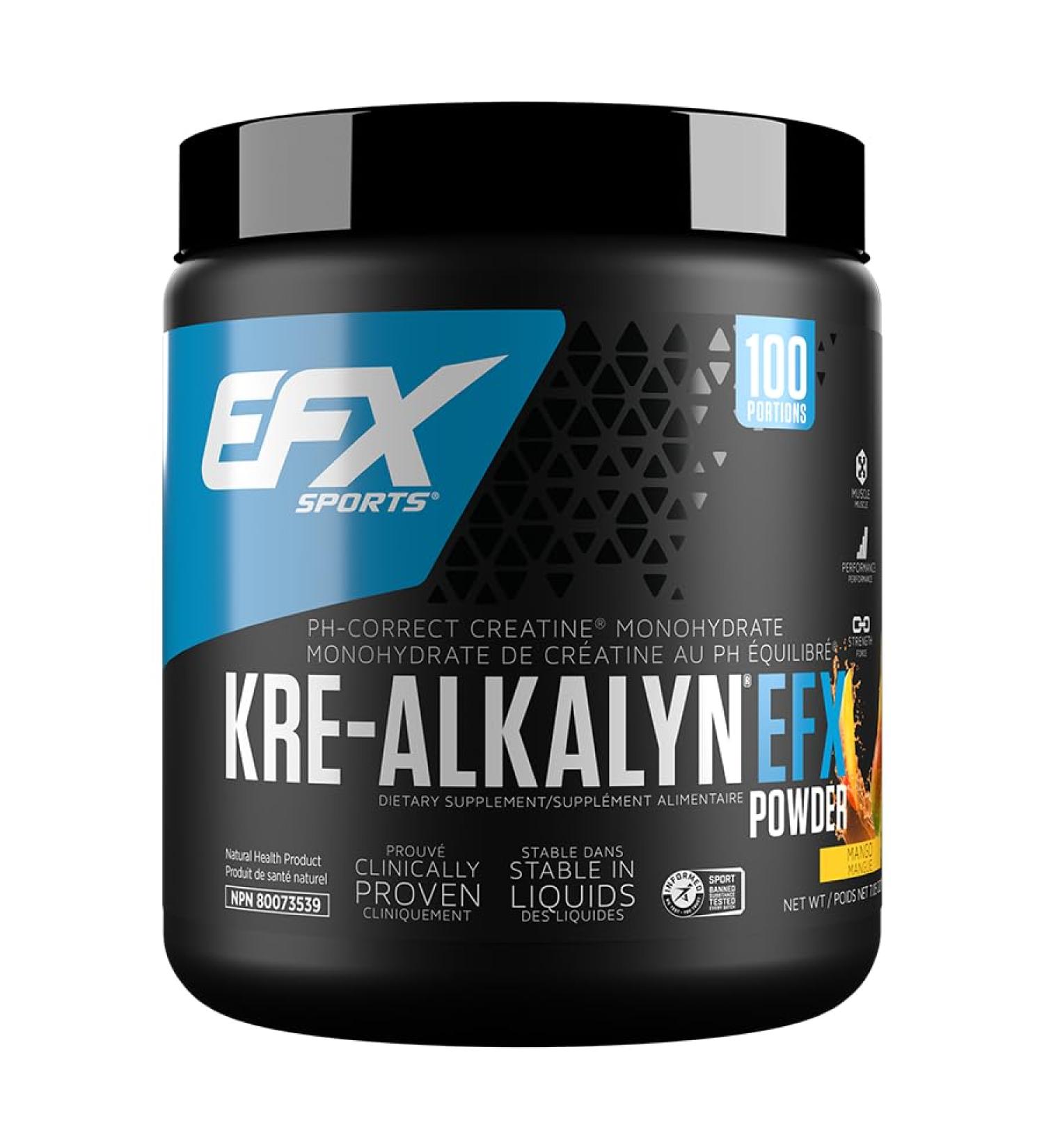 EFX Sports Kre-Alkalyn Powder 200g PH-Correct Creatine Monohydrate | Multi-Patented Formula Gain Strength Build Muscle & Enhance Performance Mango 200 gram