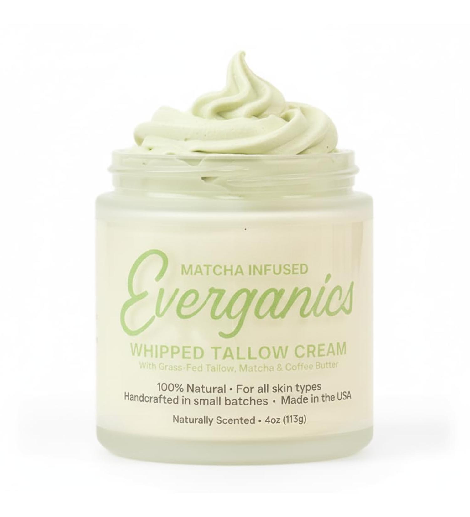 | Organic Matcha-Infused Whipped Tallow Cream for Skin | Grass-Fed Beef Tallow Natural Moisturizer for Face & Body | Made in USA | 4 oz (Large Size) Matcha 4 Ounce (Pack of 1) - Buy Online on GoSupps.com