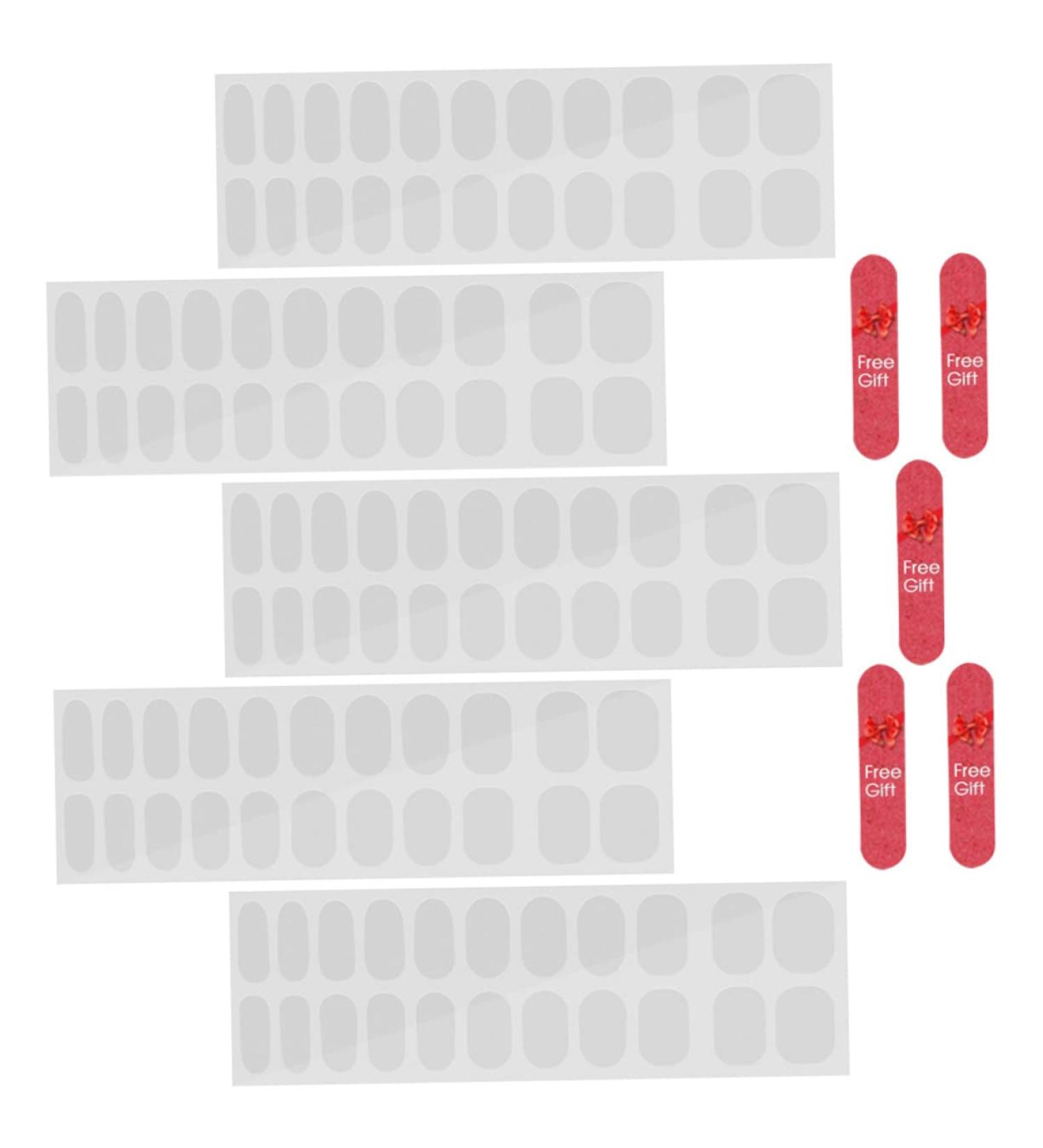 Housoutil 5 Sheets Nail Stickers Nail Care Tool Clear Nail French Manicure Nail Wraps Clear Gel Nail Strips Gel Strips Nail File Gel Wraps Nursing Kit Double Row Double Sided Tape - Buy Online on GoSupps.com