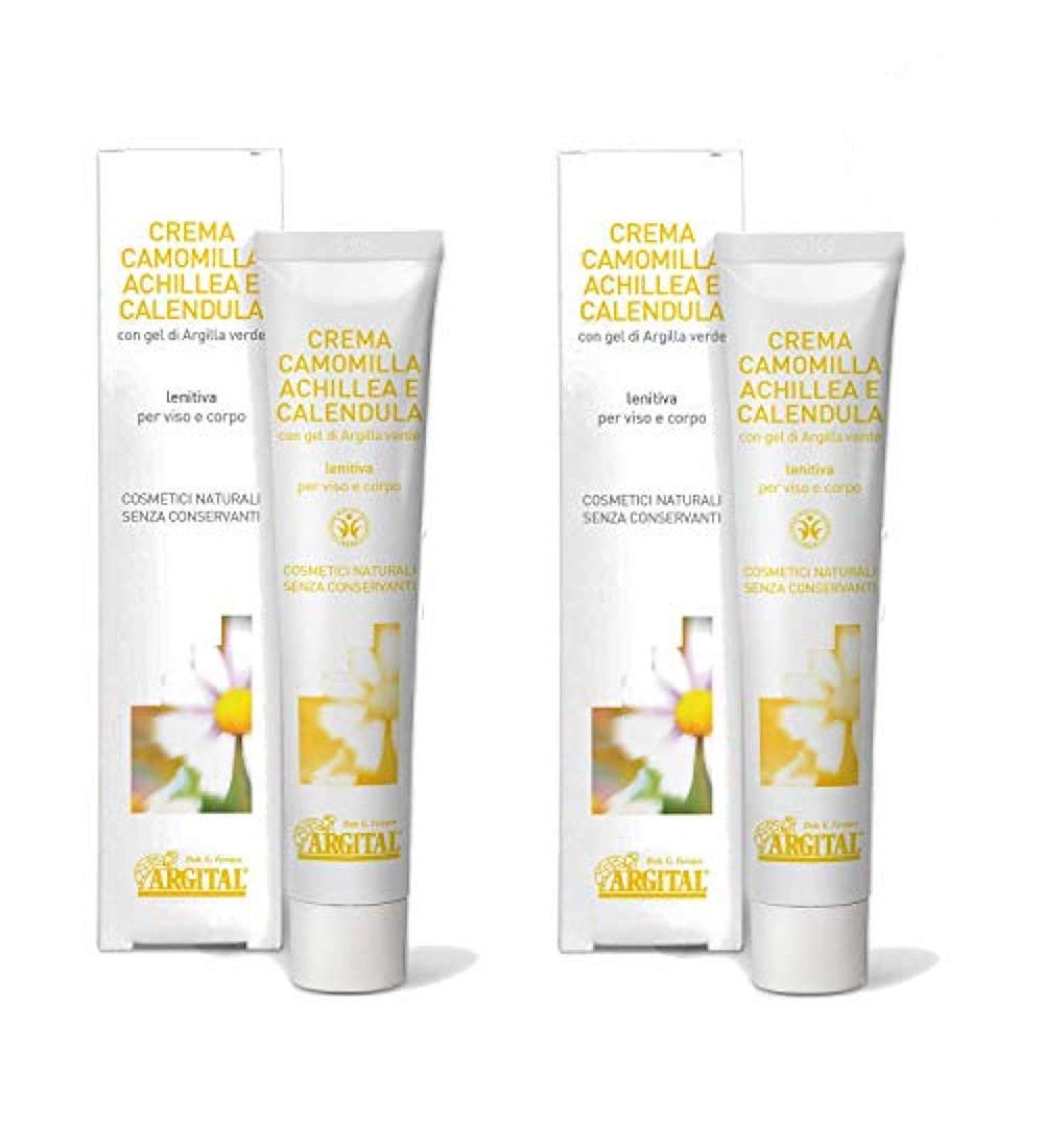 Argital Camomile Yarrow Calendula Cream with Green Clay Gel for Face and Body 50ml Argital (2 x 50ml Boxes)