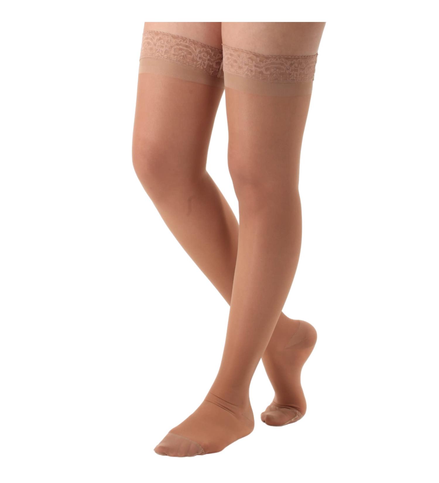Absolute Support Compression Stockings for Women Plus Size 15-20 mmHg Thigh High with Silicone Border - Beige, 3X-Large - Perfect for Airplane Travel and Office Work - Buy Online on GoSupps.com