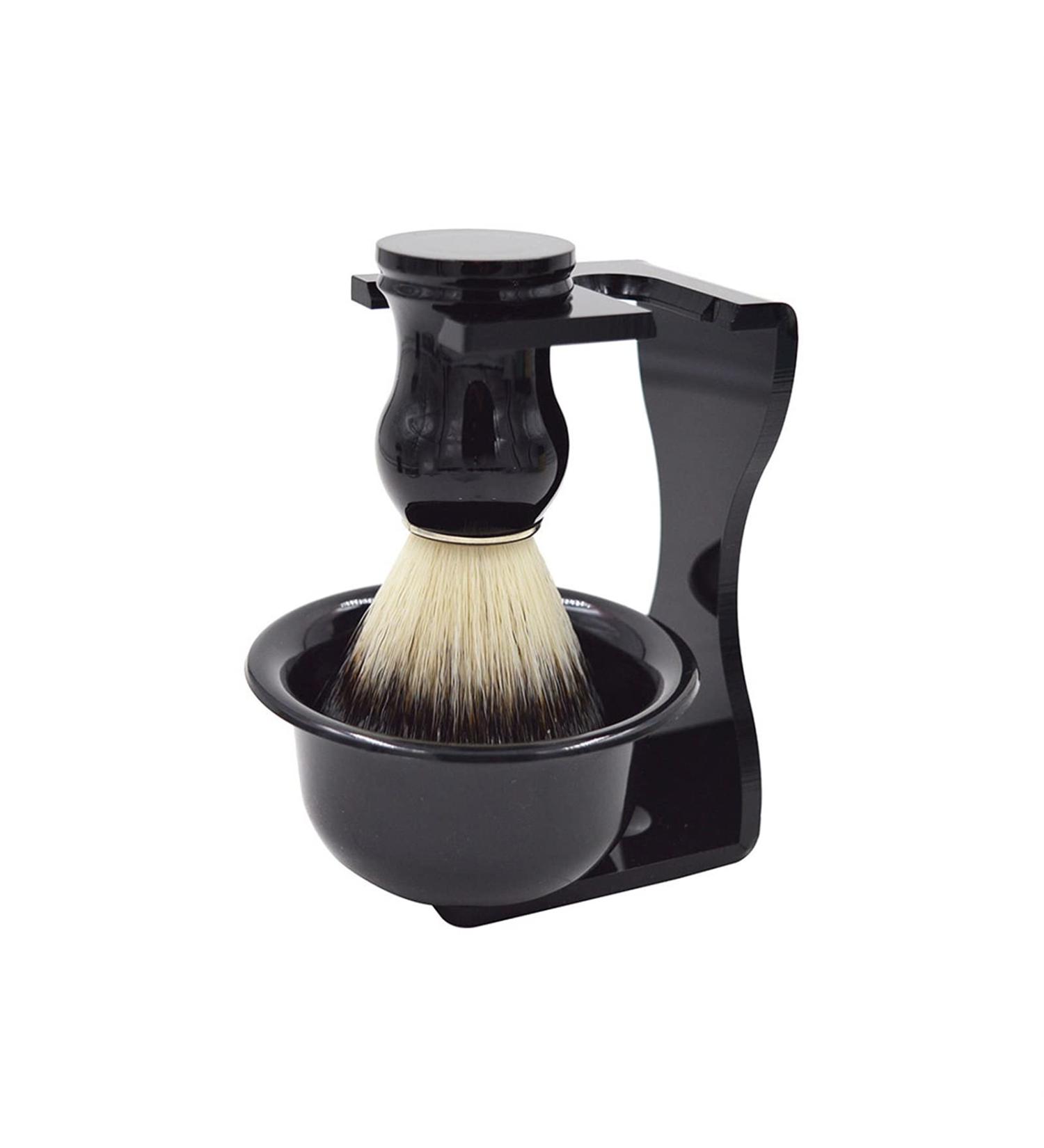 AnSafe High Quality Rayon Shaving Brush & Soap Dish Set | Handmade Black Foam Brush Stand - Perfect for Beards | International Shipping Available - Buy Online on GoSupps.com