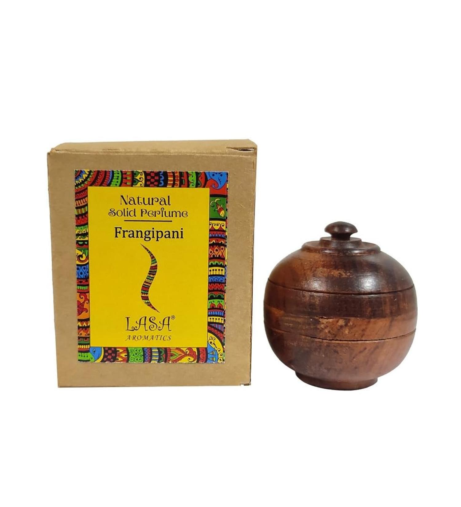 ANANYA FASHION & CRAFTS HUB Frangipani Natural Solid Perfume Beeswax Long Lasting Body Fragrance Balm Solid State Eau De Perfum in Wooden Jar 6 gm - Buy Online on GoSupps.com