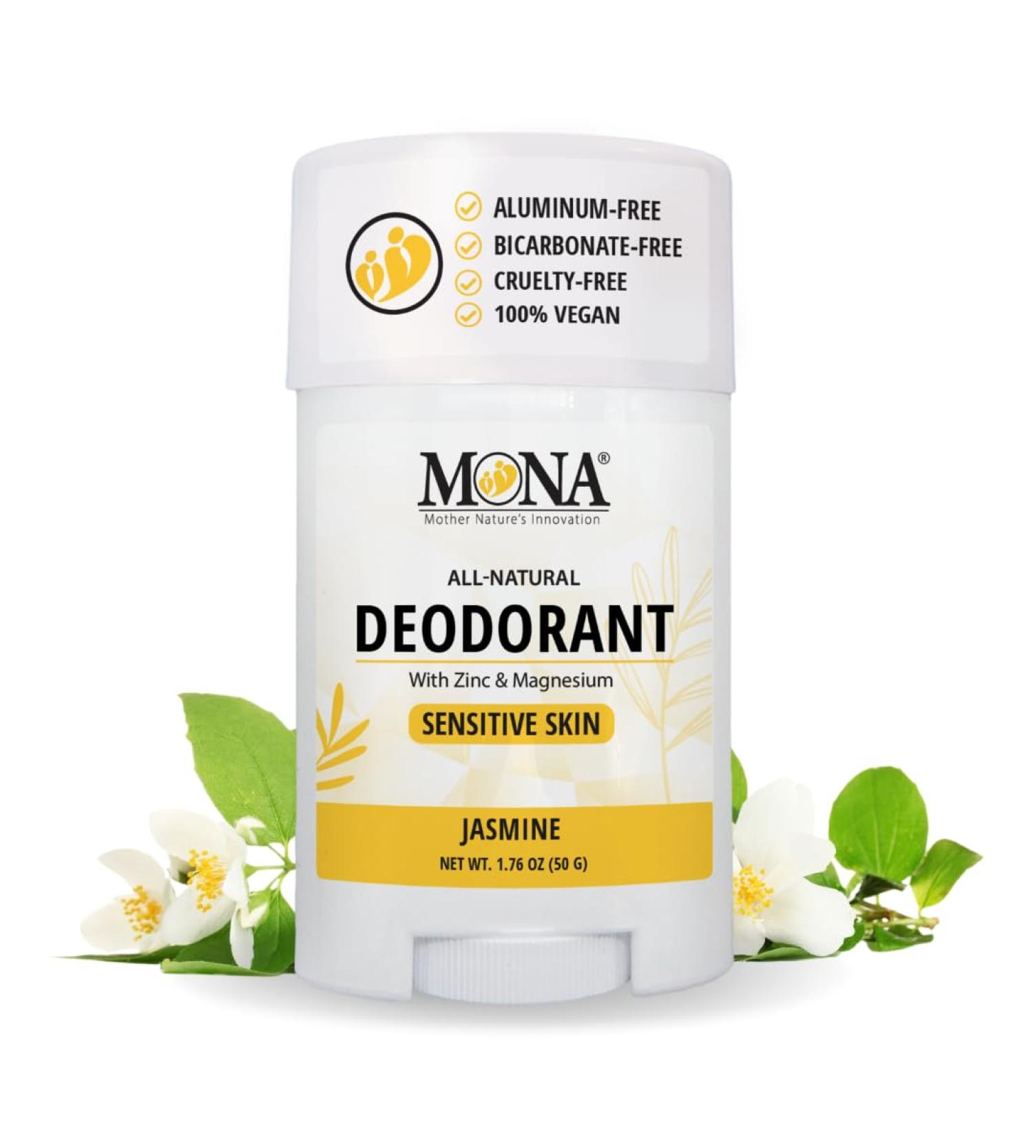 MONA BRANDS All Natural Deodorant For Women & Men | For Sensitive Skin | No Aluminum or Baking Soda | (JASMINE 1.76 Oz) - Buy Online on GoSupps.com