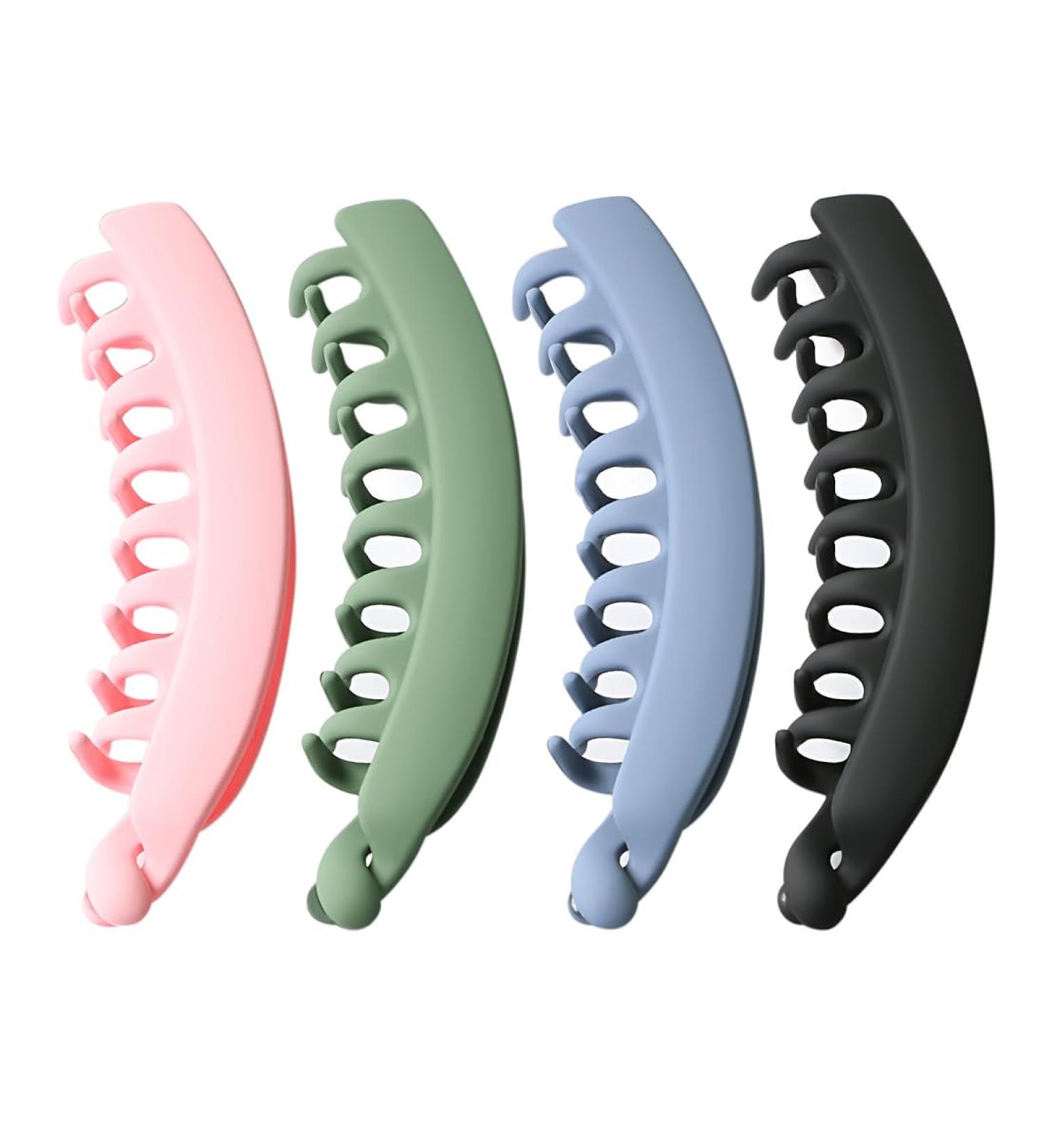 REQAG 4 Pieces Banana Clip Hair Comb Banana Hair Clips Can Be Used for Ponytail or Curling Tail Hair Clips Suitable for All Girls - Buy Online on GoSupps.com