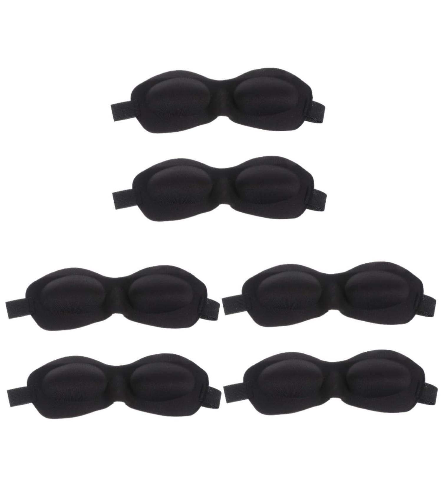 6 Pcs 3D Stereo Goggles Men's Night Eye Sleeping Masks - Black Cotton Blindfold Set for Work and Travel - Pack of 6 - Buy Online on GoSupps.com