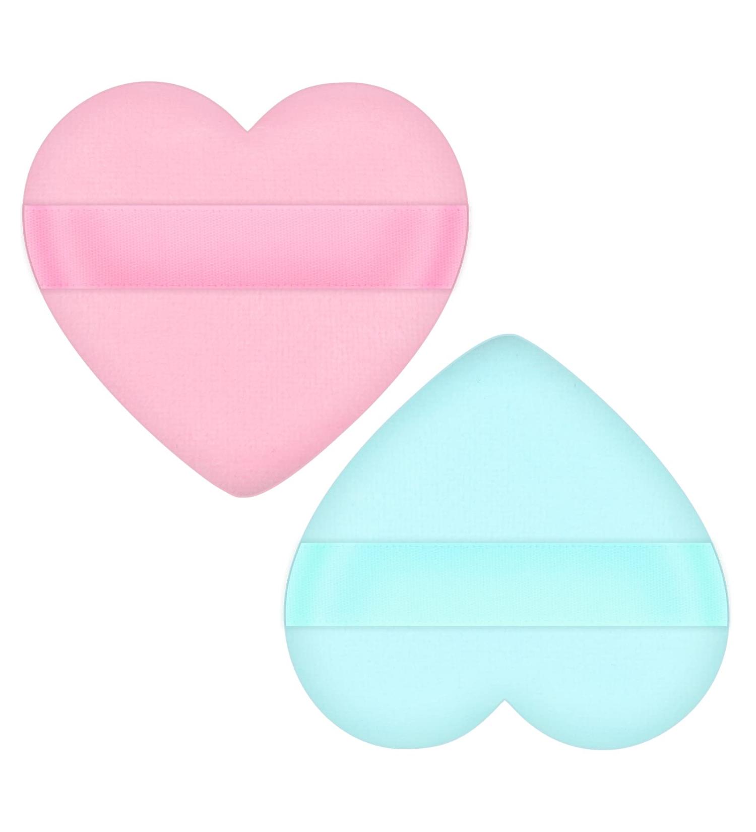 PROUSKY 2 Pieces Heart-Shaped Powder Puffs Powder Puffs Soft Makeup Velour Puff Cotton Mini Powder Puff for Pressed Powder Loose Powder Cosmetic Mineral Powder Wet Dry Makeup (Pink & Light Green) - Buy Online on GoSupps.com