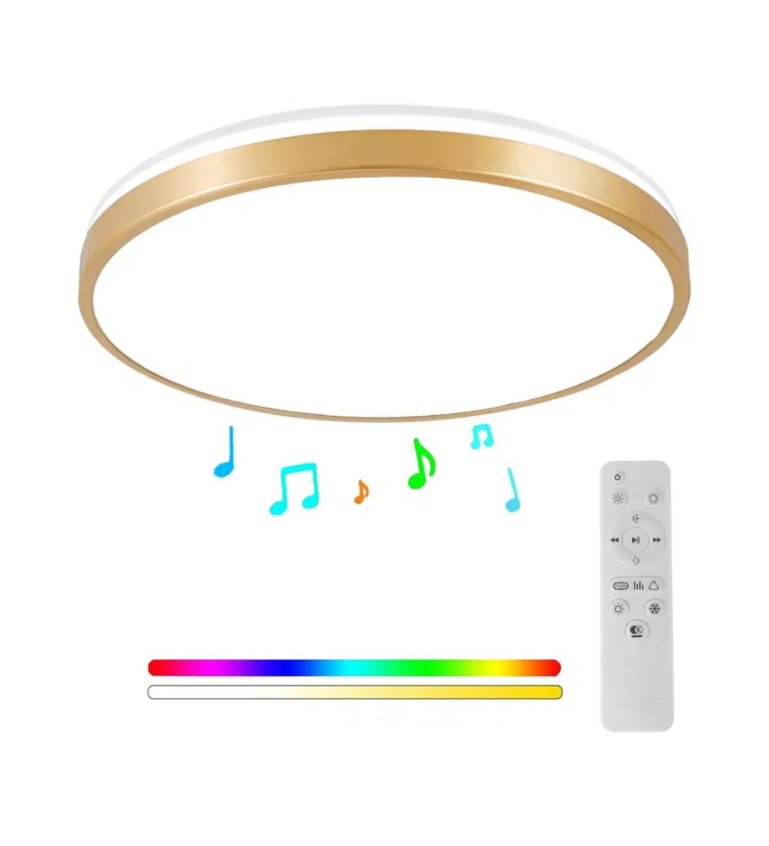 Horevo 30cm Bluetooth Ceiling Lamp - Dimmable & Color-Changing Remote Control 24W Champagne Gold Light & Speaker for Kids Room and Bedroom - Buy Online on GoSupps.com