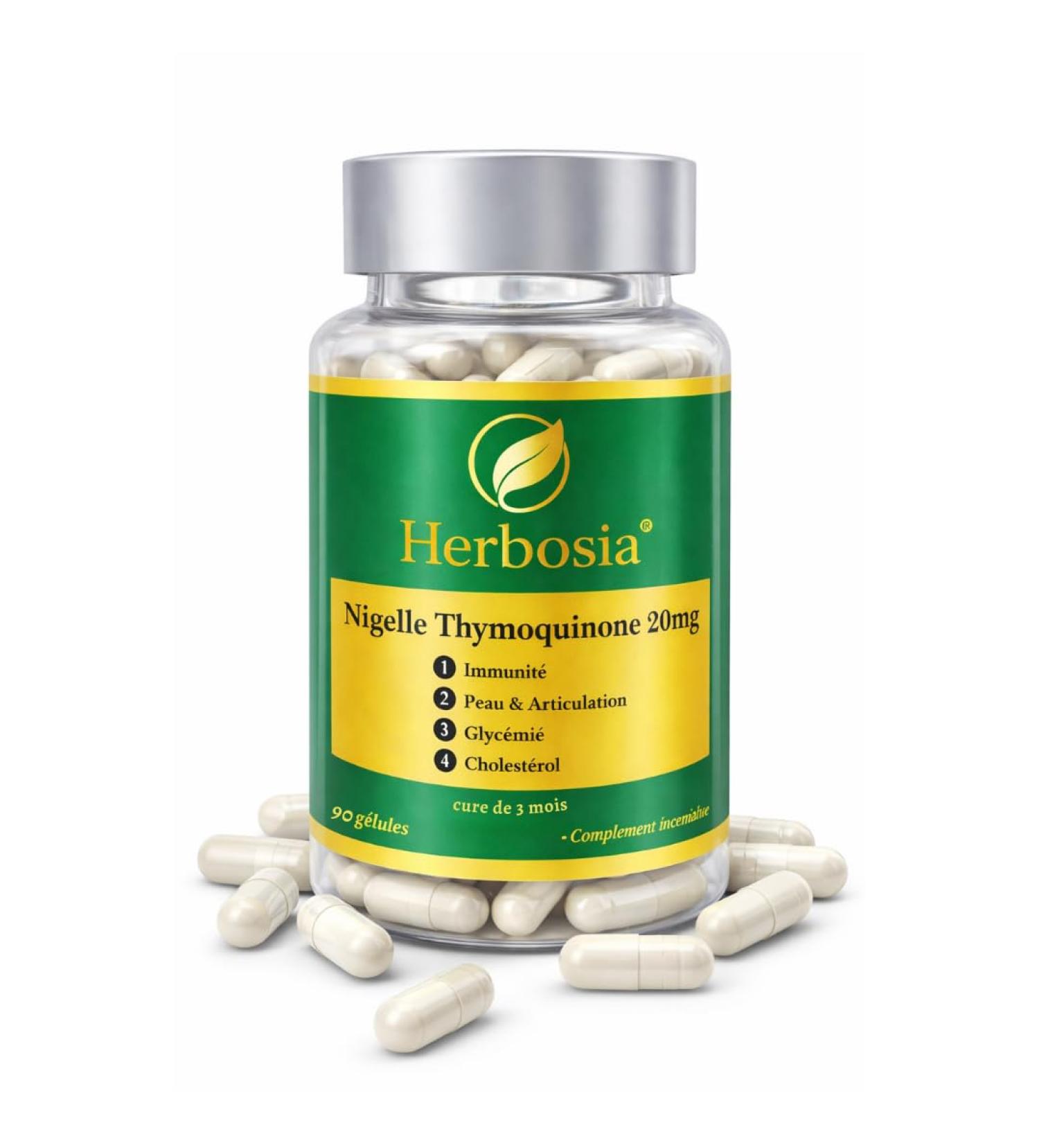  HERBOSIA HERBOSIA Nigella Capsules Rich in Thymoquinone 20 mg Maximum Bioavailability Vegan & Halal The Only Scientifically Studied Form - 90 capsules (3-month course) - Buy Online on GoSupps.com