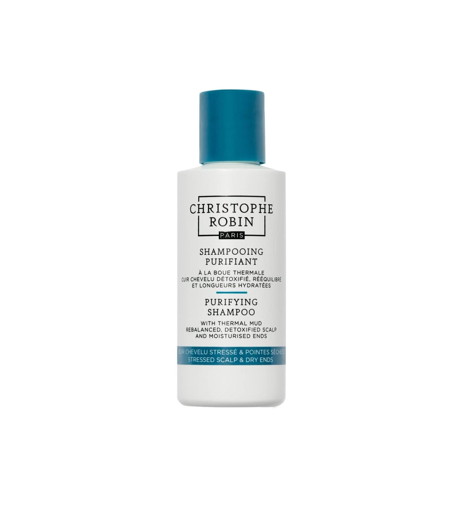 Christophe Robin Purifying Shampoo with Thermal Mud - Detoxifying 75ml | Soft Lengths & Oily Scalp | Travel Size 2.5 Fl Oz - Buy Online on GoSupps.com