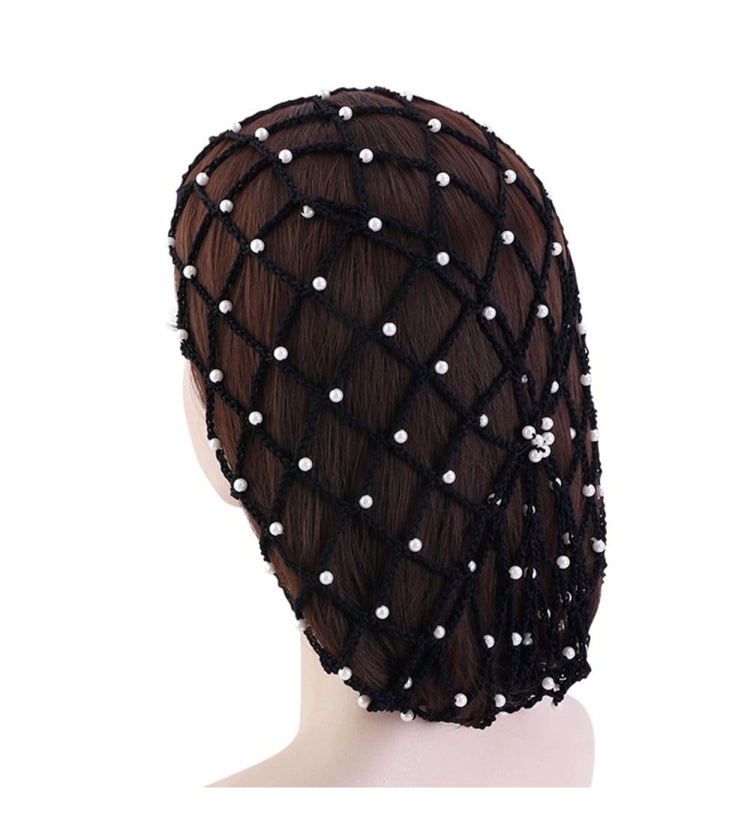 Chuyix Women's Pearl Crochet Hair Snood - Mesh Hair Network for Sleeping & Styling - Perfect for Buns & Dutt Hairstyles - 1pc Black - Buy Online on GoSupps.com