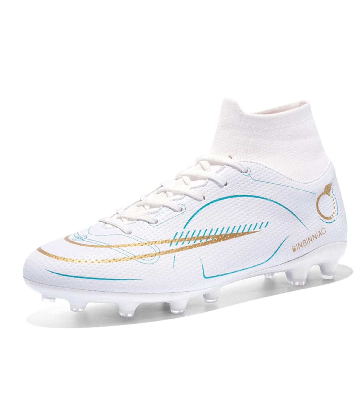 Mens Soccer Cleats Football Boots - Professional Training Turf Shoes for Indoor & Outdoor Sports - White, Size 10 - Buy Online on GoSupps.com