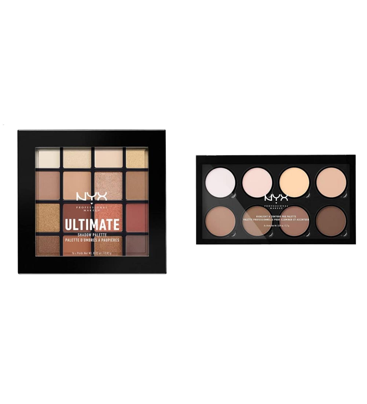 Shop NYX Professional Makeup Highlight & Contour Pro Palette & Ultimate Shadow Palette - 16 Color Vegan Eyeshadow Bundle | Shimmering & Metallic Finishes - Buy Online on GoSupps.com