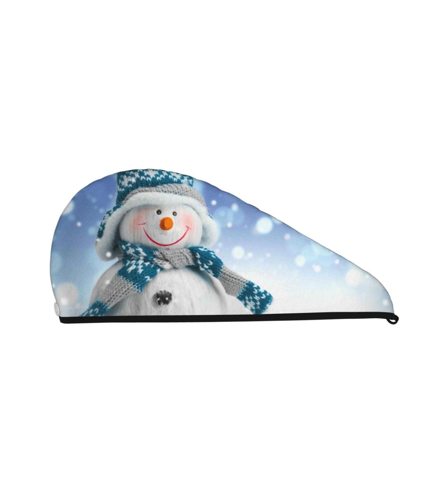 Christmas Snowman Microfiber Hair Towel - Soft Super Absorbent Coral Velvet Drying Wrap for Long Curly & Thick Hair - Buy Online on GoSupps.com