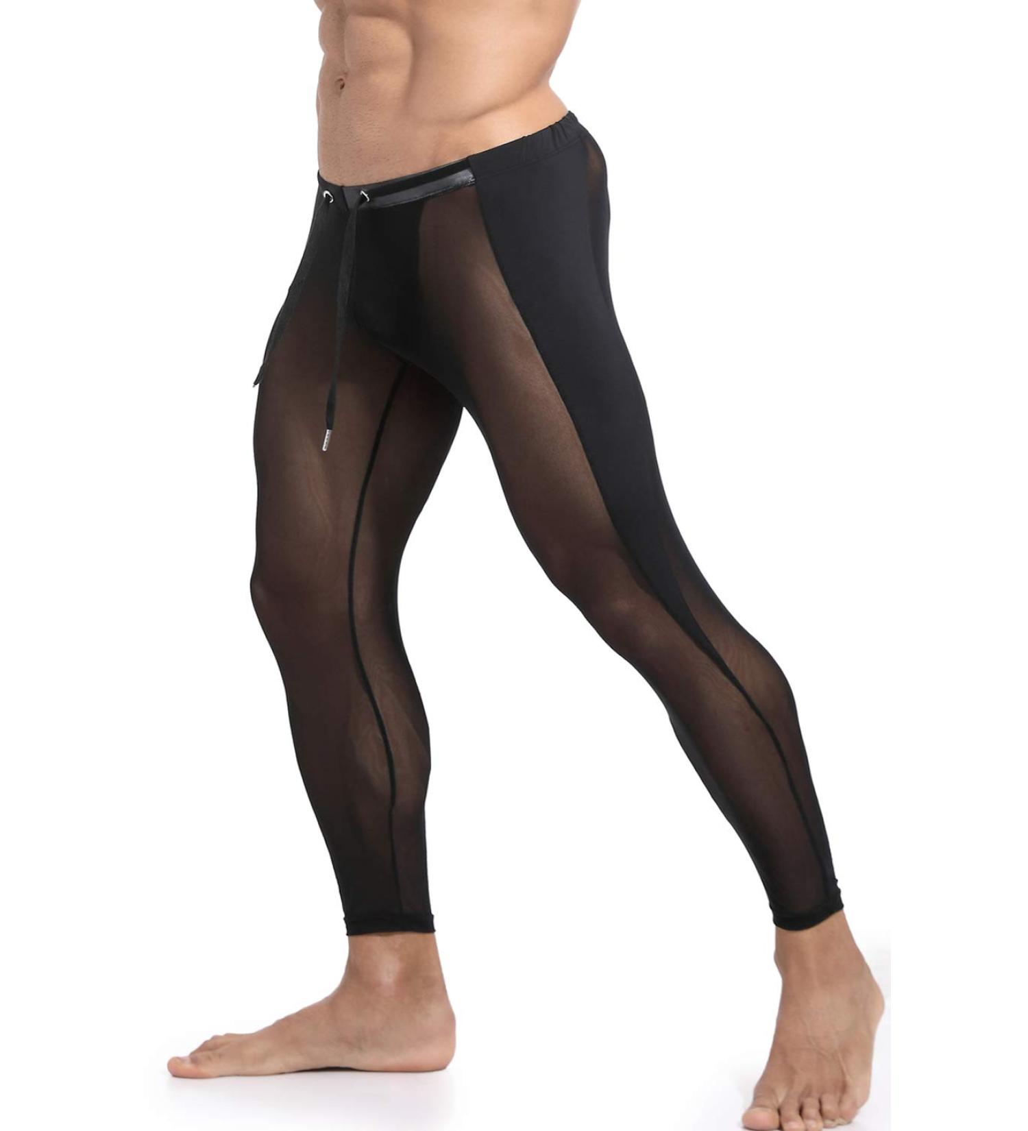 MIZOK Men's Mesh Yoga Pants Compression Tights Medium Black - Buy Online on GoSupps.com