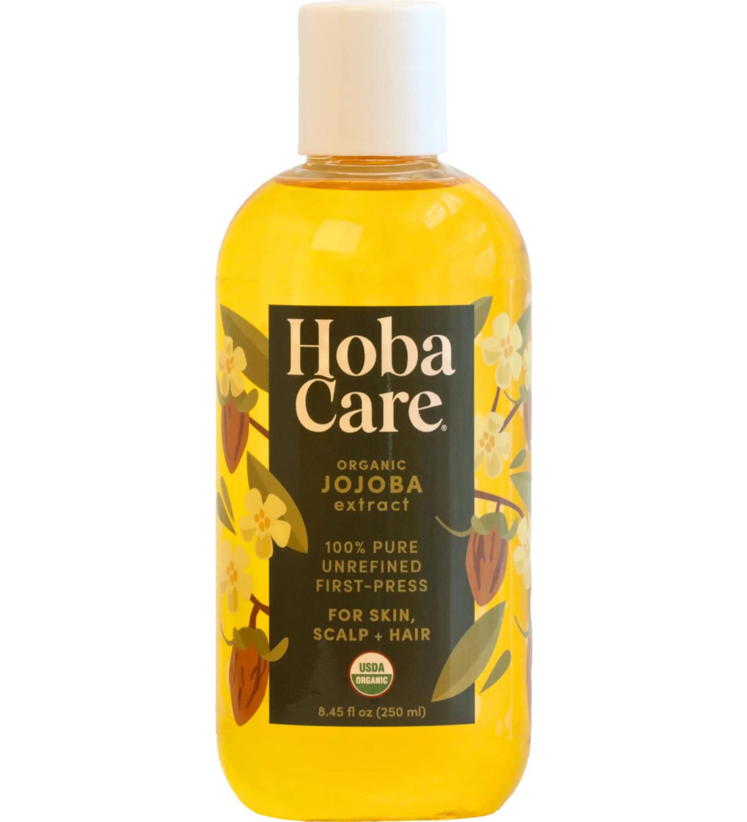 HobaCare Organic Jojoba Oil - 100% Pure Unrefined Cold Pressed for Scalp, Nails & Skin - 8.45 fl oz - Buy Online on GoSupps.com