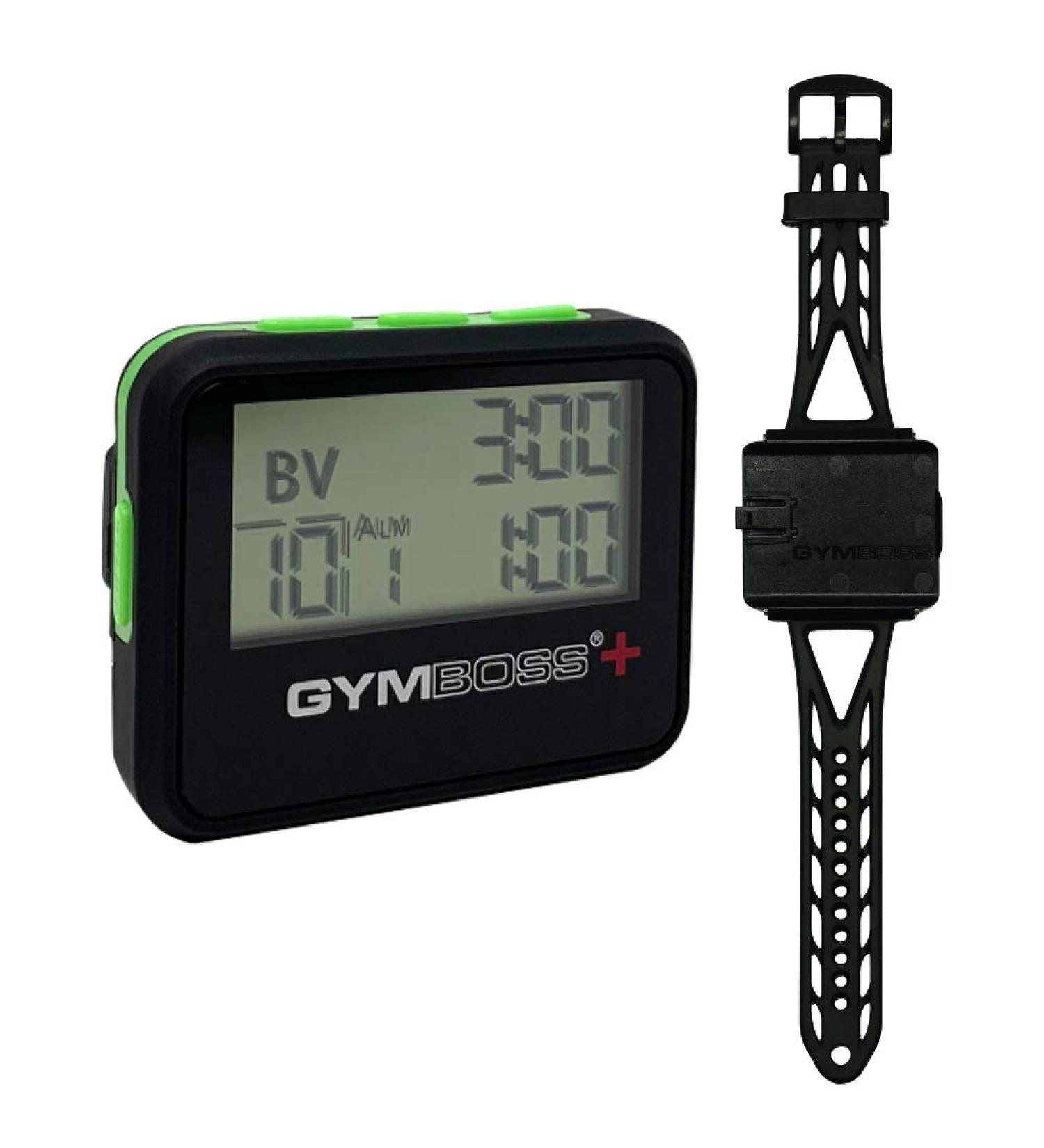 Gymboss Plus Interval Timer & Stopwatch - Black/Green Soft Coating Bundle for Gym & Fitness - Buy Online on GoSupps.com