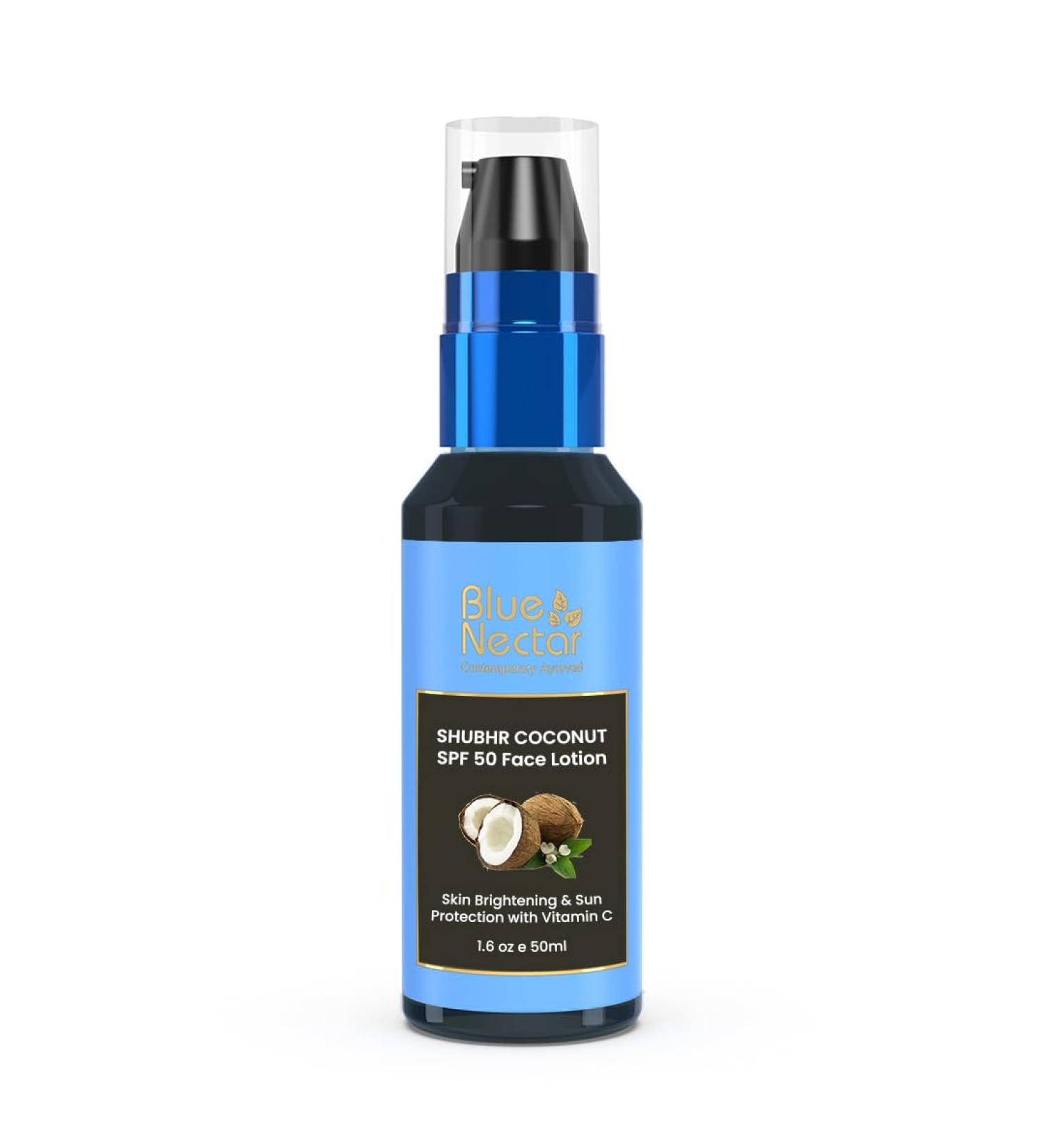 Buy Blue Nectar Coconut Sunscreen SPF 50 - No White Cast Plant-Based Lotion with Vitamin C for Glowing Skin | 18 Herbs 1.6 Fl Oz - International Shipping Available - Buy Online on GoSupps.com