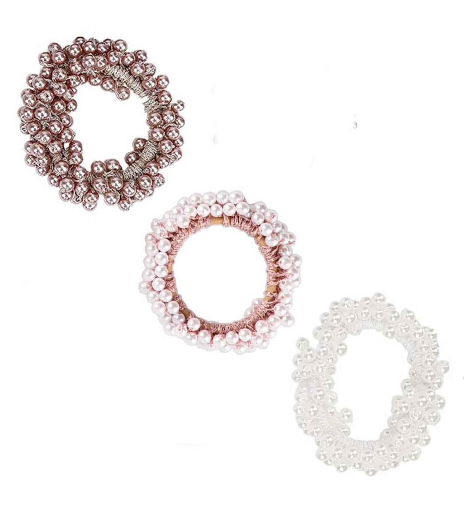 Kaiaiwluo Pearl Hair Ties - 3-Piece Set of Elegant Elastic Scrunchies & Bracelets for Women & Girls - Buy Online on GoSupps.com