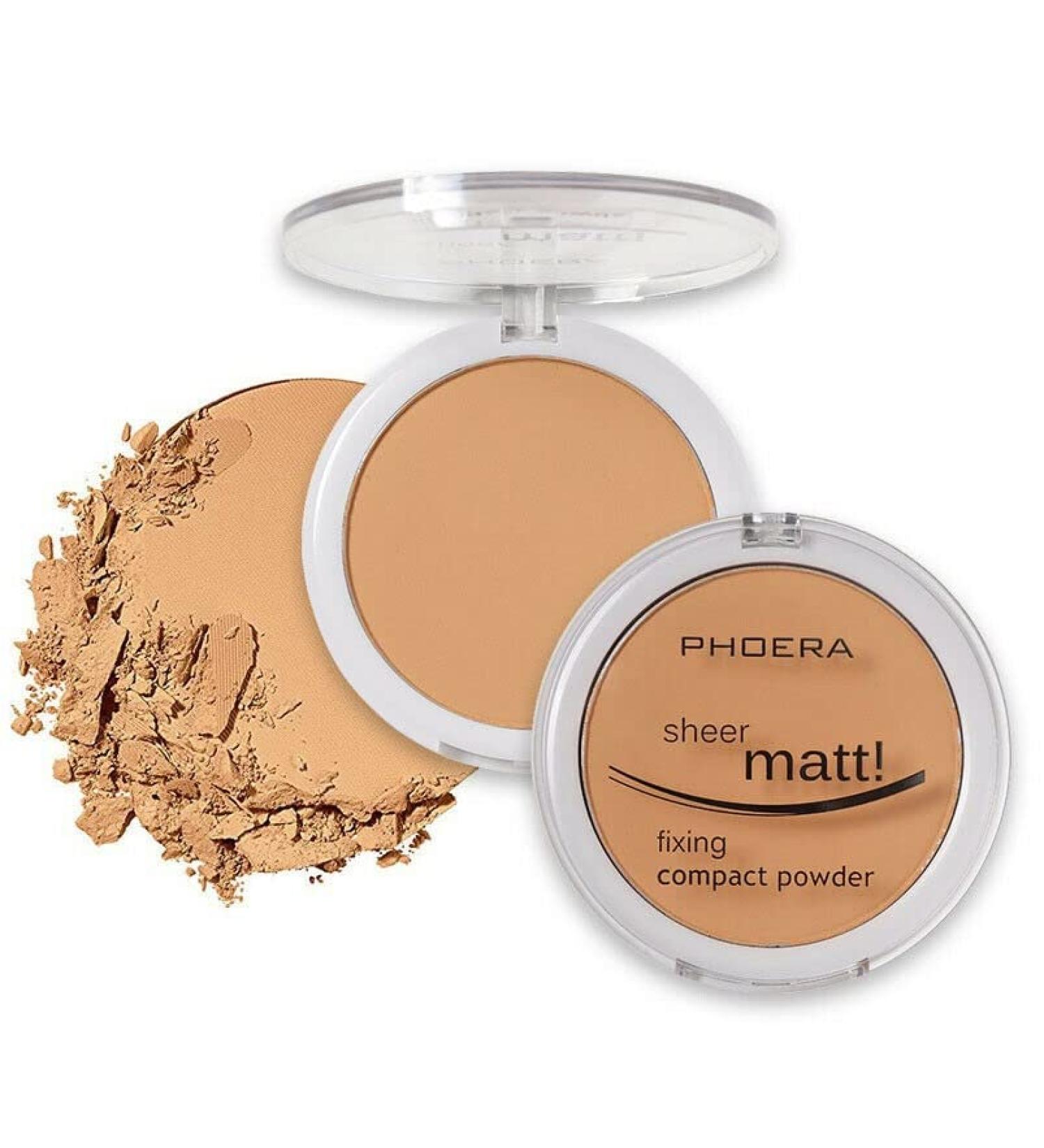 AQUAPURITY PHOERA Sheer Matte Fixing Powder Makeup Base - Long Lasting Foundation Compact with Vitamin E (205 Golden Beige) - Buy Online on GoSupps.com