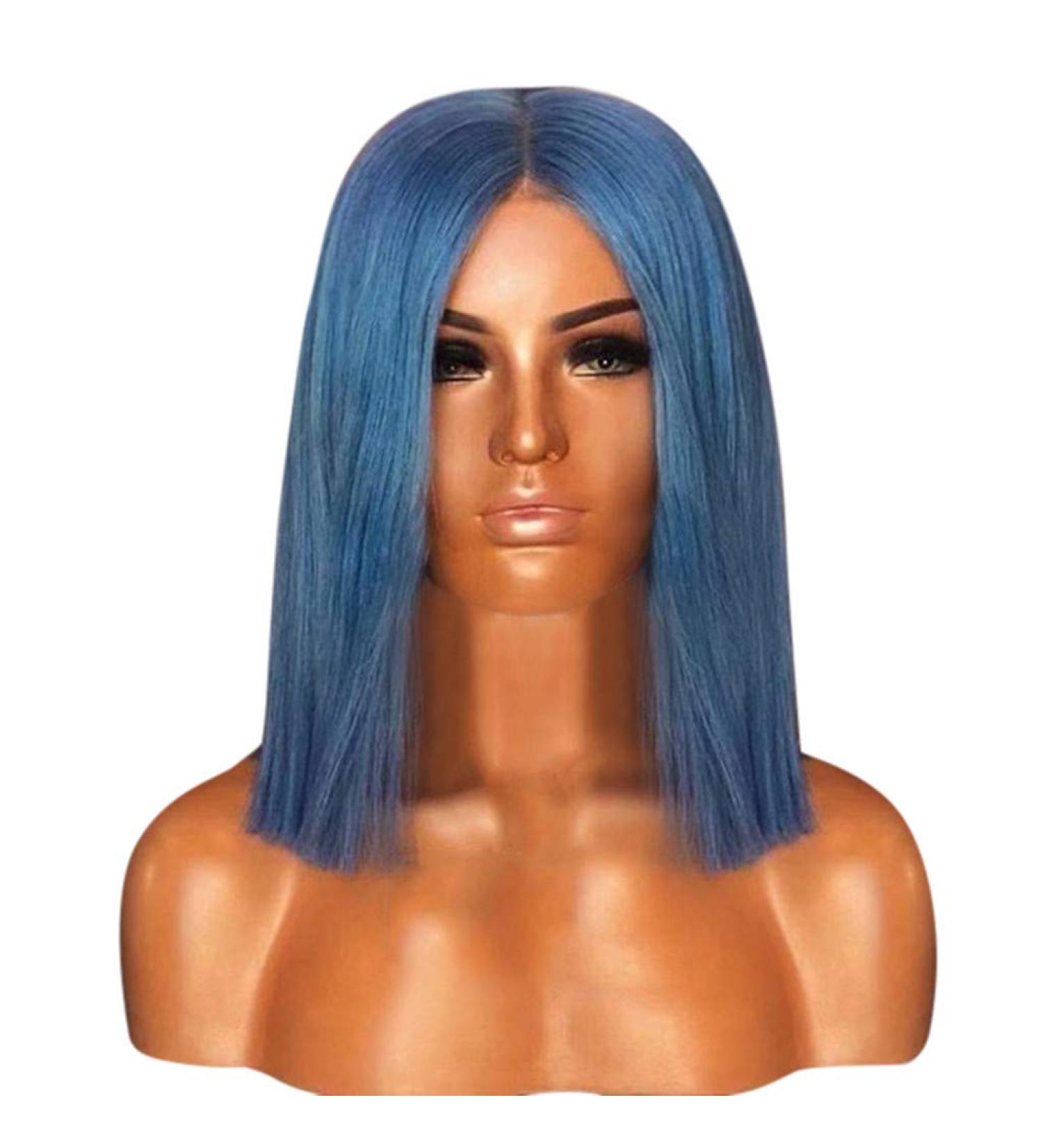 Long Blue Wig for Women | Brazilian Straight & Curly Hairstyles | Perfect for 50s 60s 70s 80s Parties - International Shipping Available - Buy Online on GoSupps.com