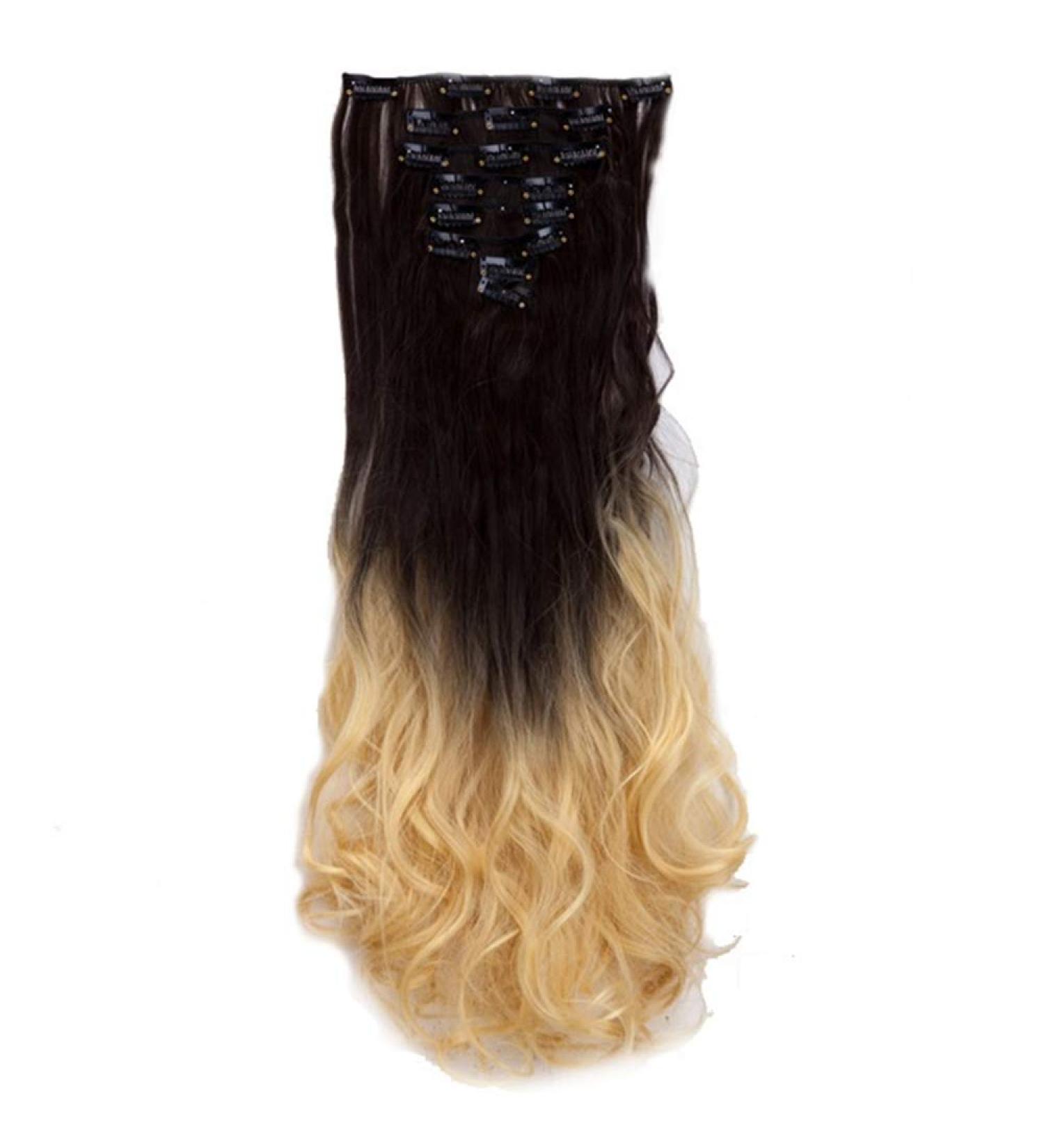 24 Inch High Temperature Fiber Synthetic Clip-In Hair Extensions - 8pcs Set for Long Beautiful Hair - Buy Online on GoSupps.com
