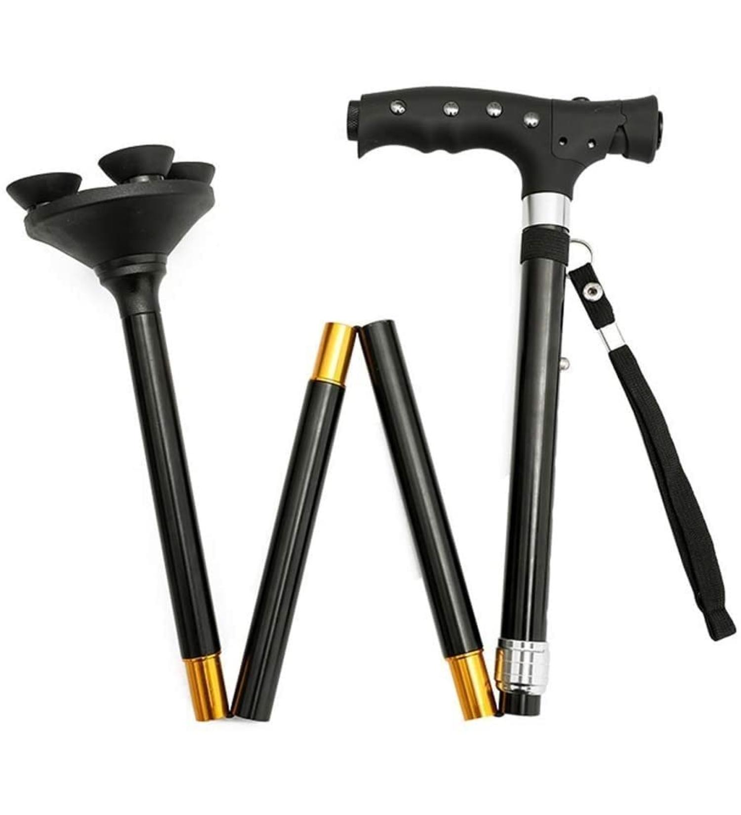 SilteD Adjustable Crutches Collapsible Elderly Adjustment Crutches Retractable Small Four-Corner Cane with Lights Parent's Gift - Buy Online on GoSupps.com