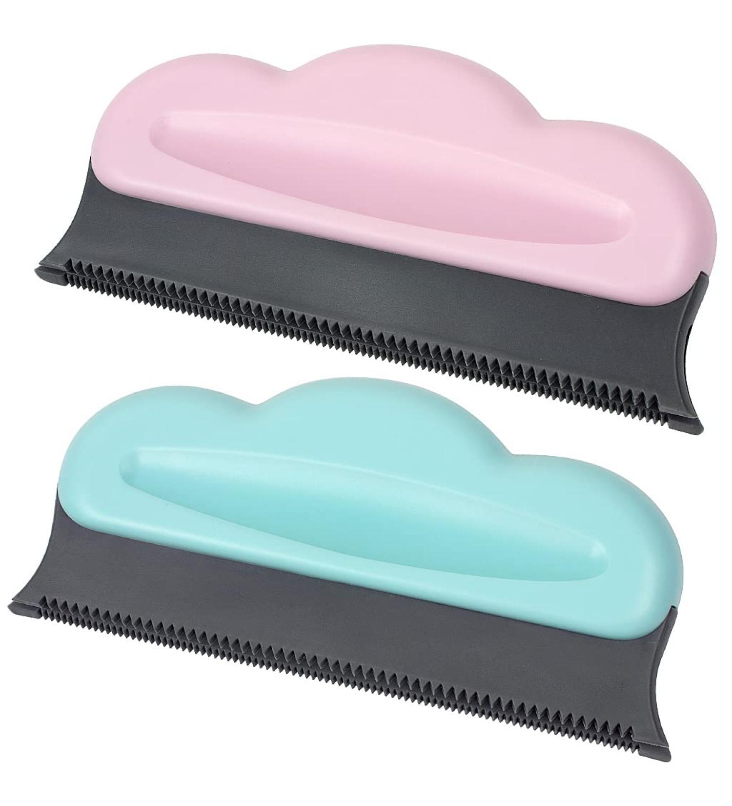 JCF Pet Hair Remover Brush 2PCS - Soft Rubber Comb for Cat Dog Hair Removal on Carpet, Furniture, Laundry - Blue Pink - Buy Online on GoSupps.com