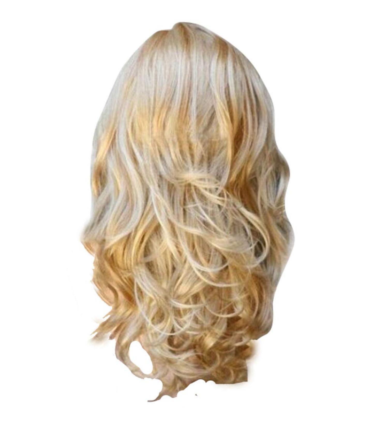 TIREOW Blonde Wavy Curly Long Wig for Women - Heat Resistant Fiber Costume Party Wig - International Shipping Available - Buy Online on GoSupps.com