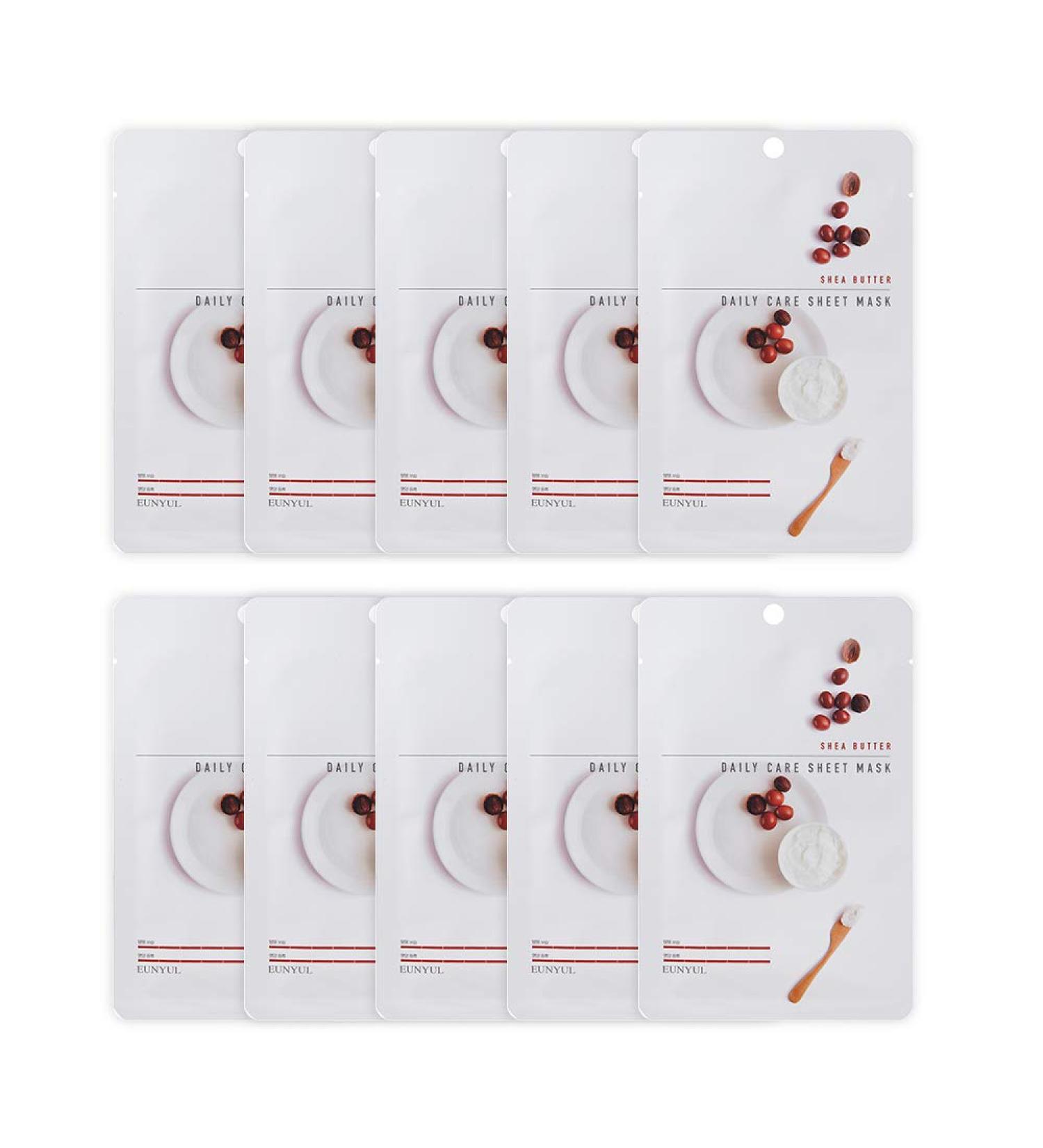 EUNYUL Daily Care Facial Mask Pack 10Pcs Vegan Shea Butter Sheet Masks | Hypoallergenic Tencel | Korean Skin Care - Buy Online on GoSupps.com