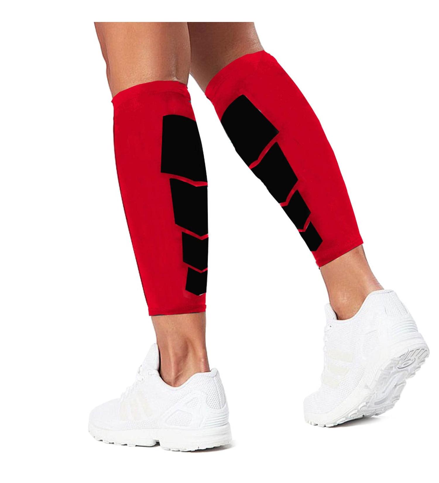 Gemx Calf Compression Sleeve (1 Pair) - XL Red - Ideal for Running, Cycling & Hiking - Buy Online on GoSupps.com
