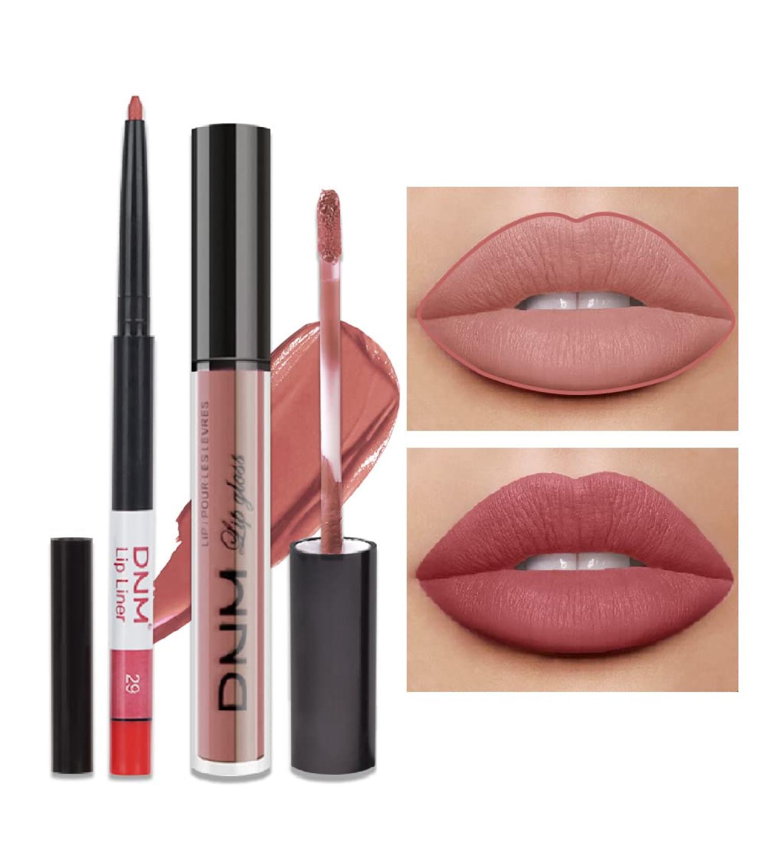 Nude Pink Matte Lip Liner and Lipstick Pencil Makeup Set with Brown Liquid Lipstick - Long Lasting Waterproof Formula - 0.21 Fl Oz (Pack of 2) - Buy Online on GoSupps.com