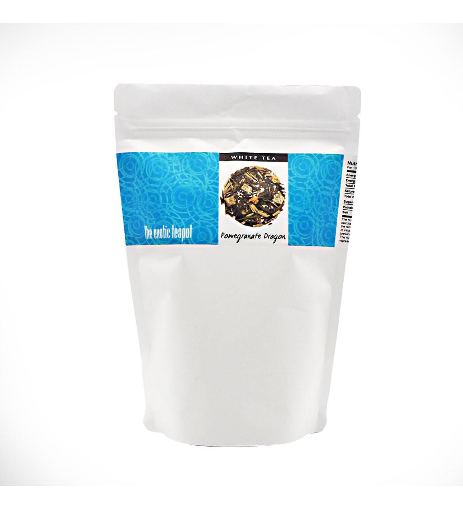 Pomegranate Dragon Fruit White Tea - Exotic Teapot 125g Loose Leaf Peony Pouch - Buy Online on GoSupps.com