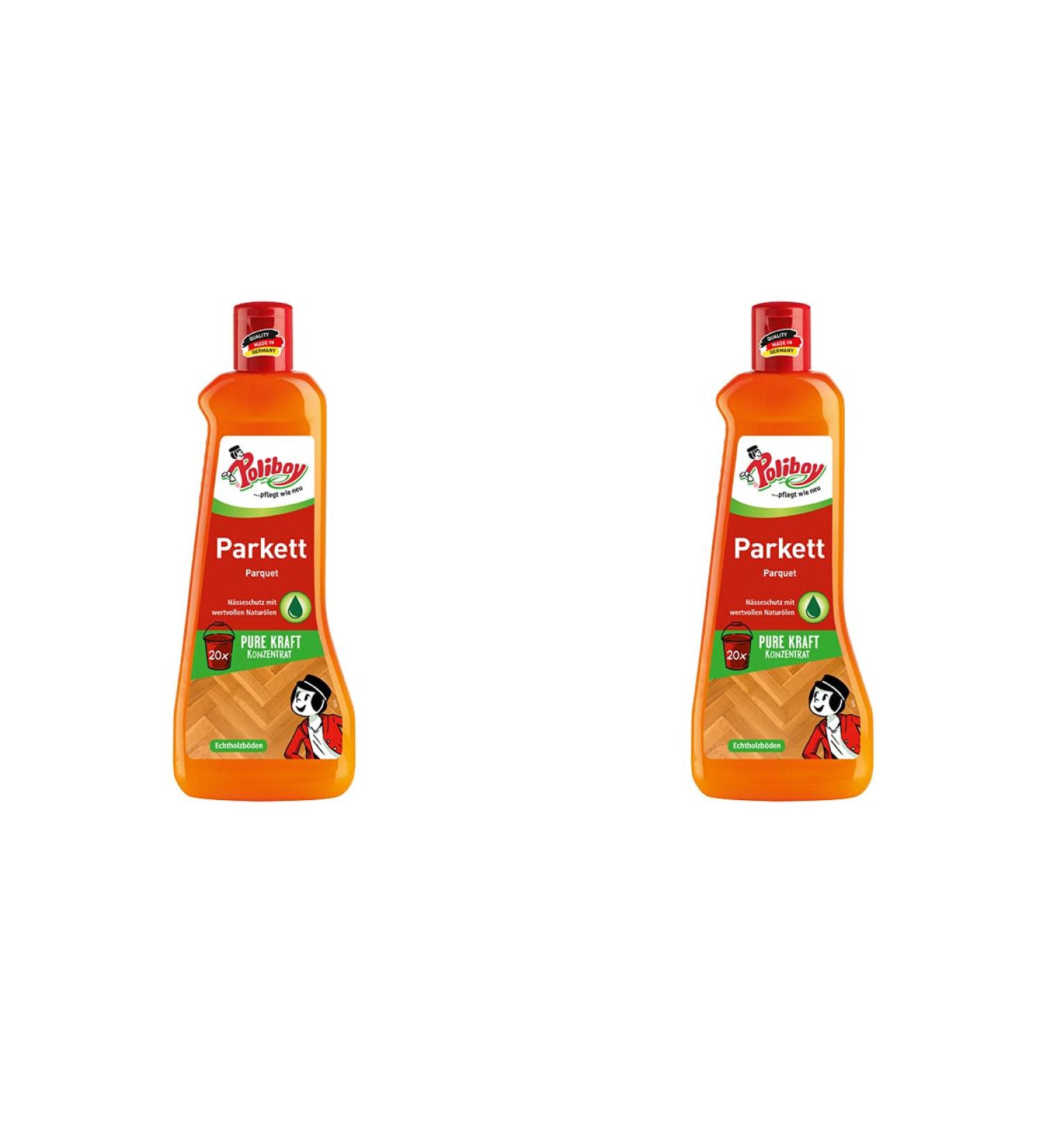Poliboy - parquet care concentrate - for cleaning and maintaining all painted glazed and sealed wooden surfaces - floor cleaning - 2x500 ml (1 liter) - Made in germany parquet care 1 l (1 Pack)