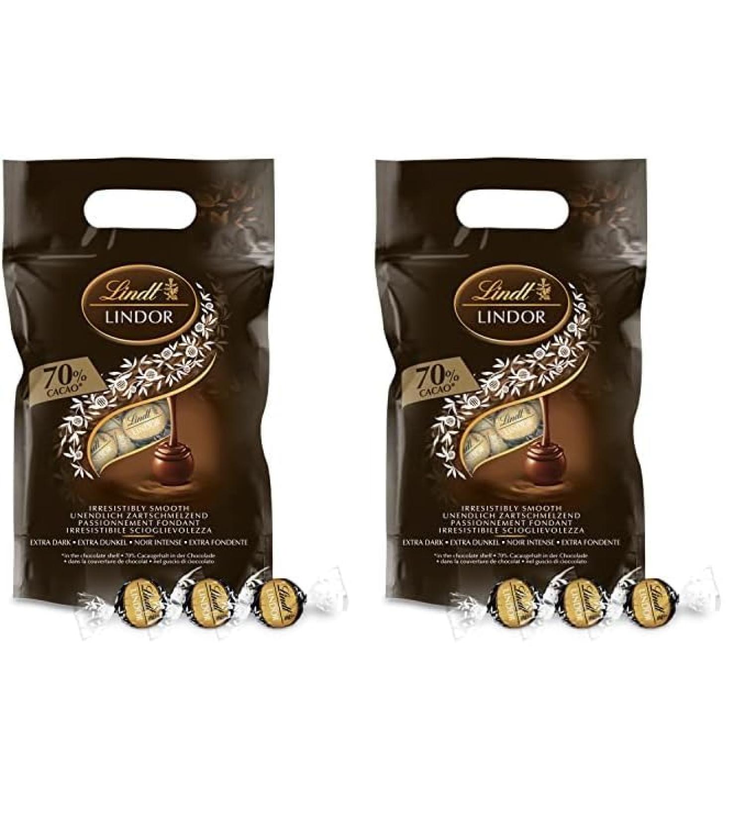 Lindt - Sachet Grand format LINDOR - Chocolat Noir 70% Cacao - C ur Fondant 1Kg (Lot de 2) - Buy Online on GoSupps.com