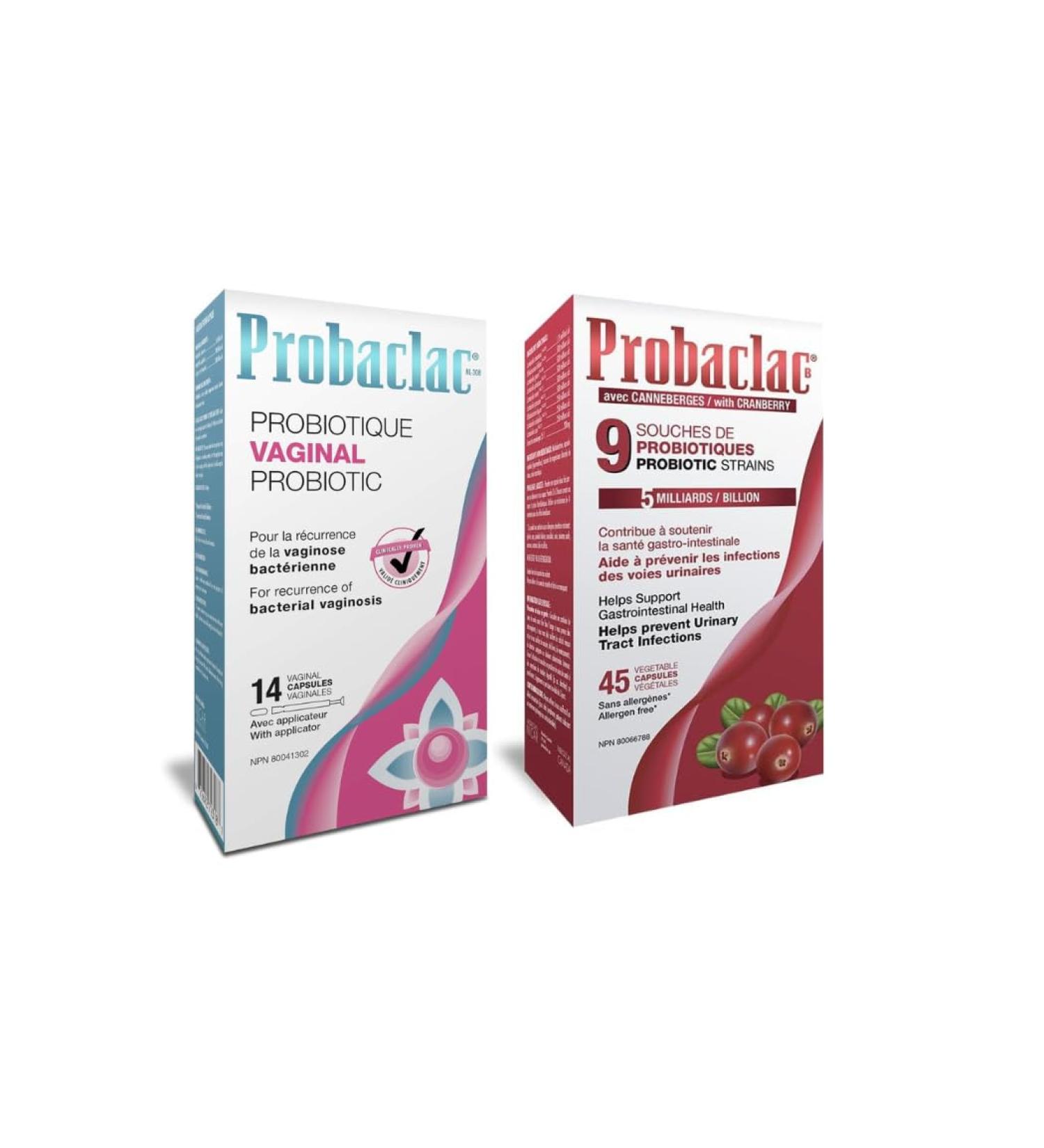 Probaclac Vaginal Probiotic + Cranberry Probiotic for Urinary Health Bundle | 13 Billion Active Cells | BV & UTI Prevention | Vaginal pH Balance & Digestive Support | 14 Vaginal Capsules + 45 Cranberry Capsules (1+1 Cranberry) Cranberry 1+1 - Buy Online on GoSupps.com