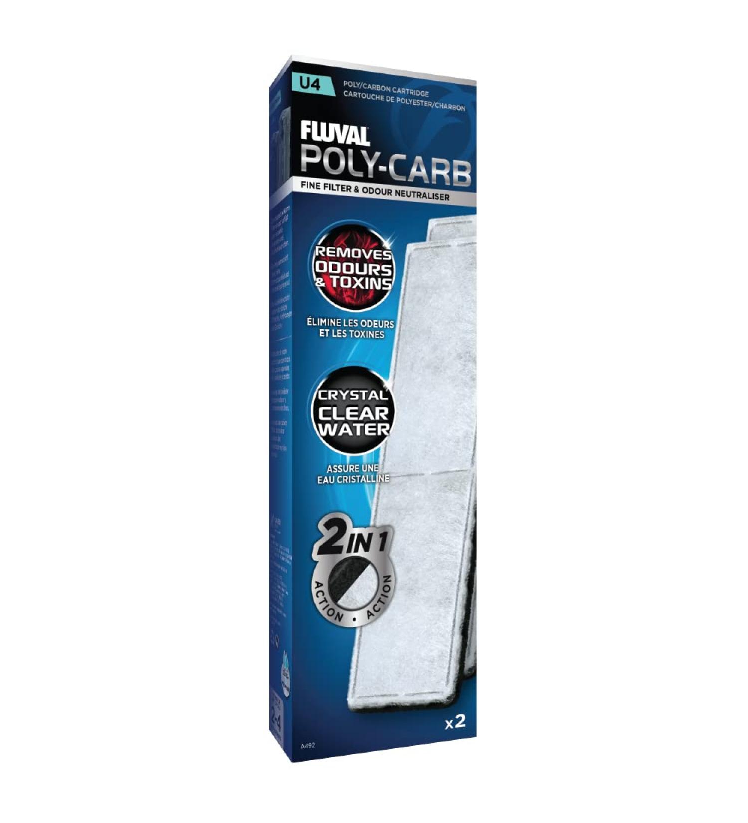 Fluval A492 Polyester Activated Carbon Filter Insert - 2 Pack for Fluval U4 - Removes Dirt Harmful Liquids & Odors - Buy Online on GoSupps.com