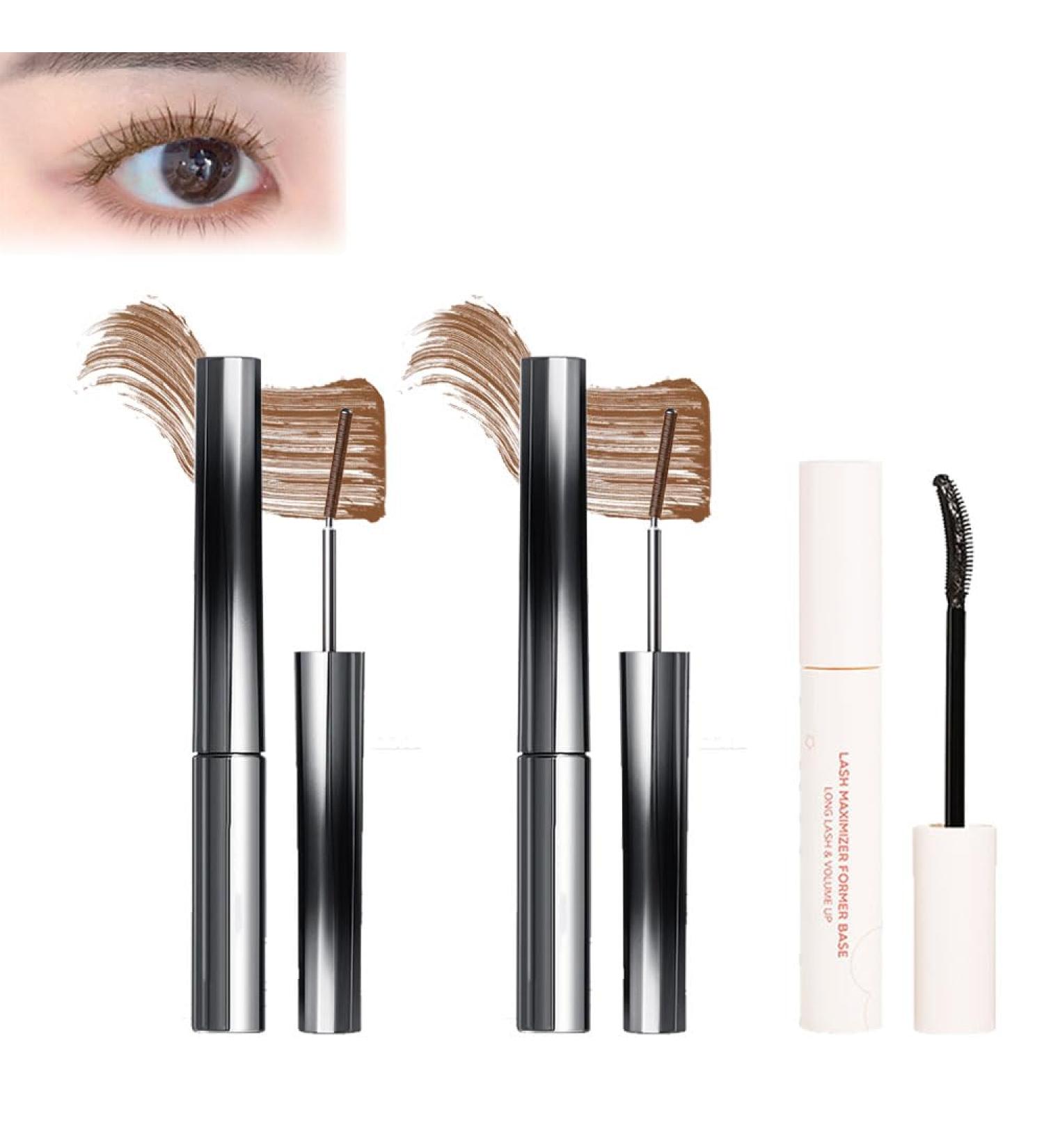 Lijieyou Curling Iron Mascara Lijieyou Mascara 3D Curling Eyelash Iron Mascara Metal Mascara Wand Three-Dimensional Curling Metal Steel Tube Mascara Waterproof Long Iron Mascara (Brown*C*2) - Buy Online on GoSupps.com