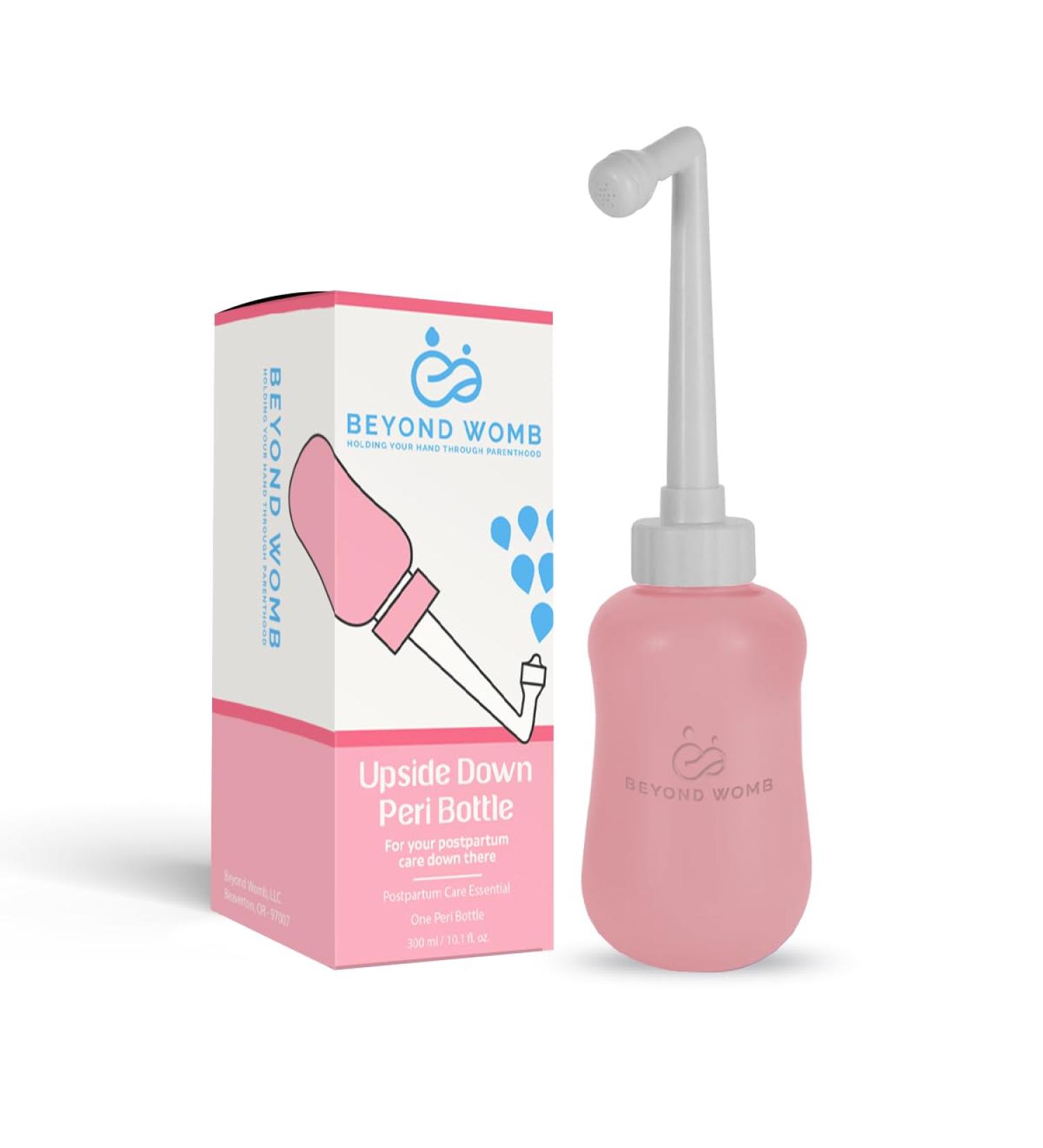 Upside Down Peri Bottle for Postpartum Care | Portable Bidet Spray for Perineal Cleansing | Essential Peach 10 oz - Buy Online on GoSupps.com