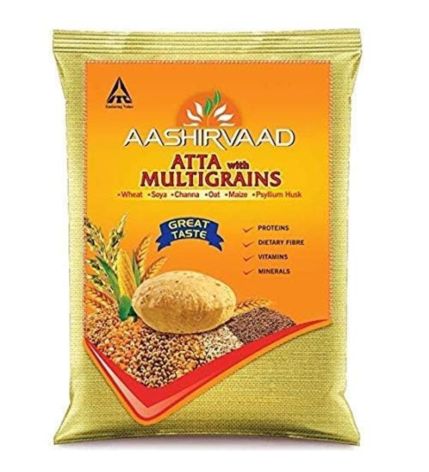 Aashirvaad Atta Multigrain - 10 kg | Blend of Wholesome Grains for Healthy Living | 100% Pure and Natural | Soft & Fluffy Rotis - Buy Online on GoSupps.com