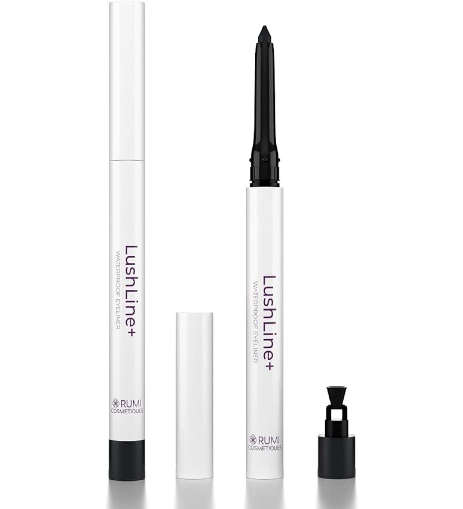Rumi Cosmetiques LushLine+ Waterproof Eyeliner Pencil For Mature Ladies - Smudge Proof, Long-Lasting, Non Toxic, Soft Glide with Hidden Sharpener - Safe For Sensitive Eyes (Natural Black) - Buy Online on GoSupps.com