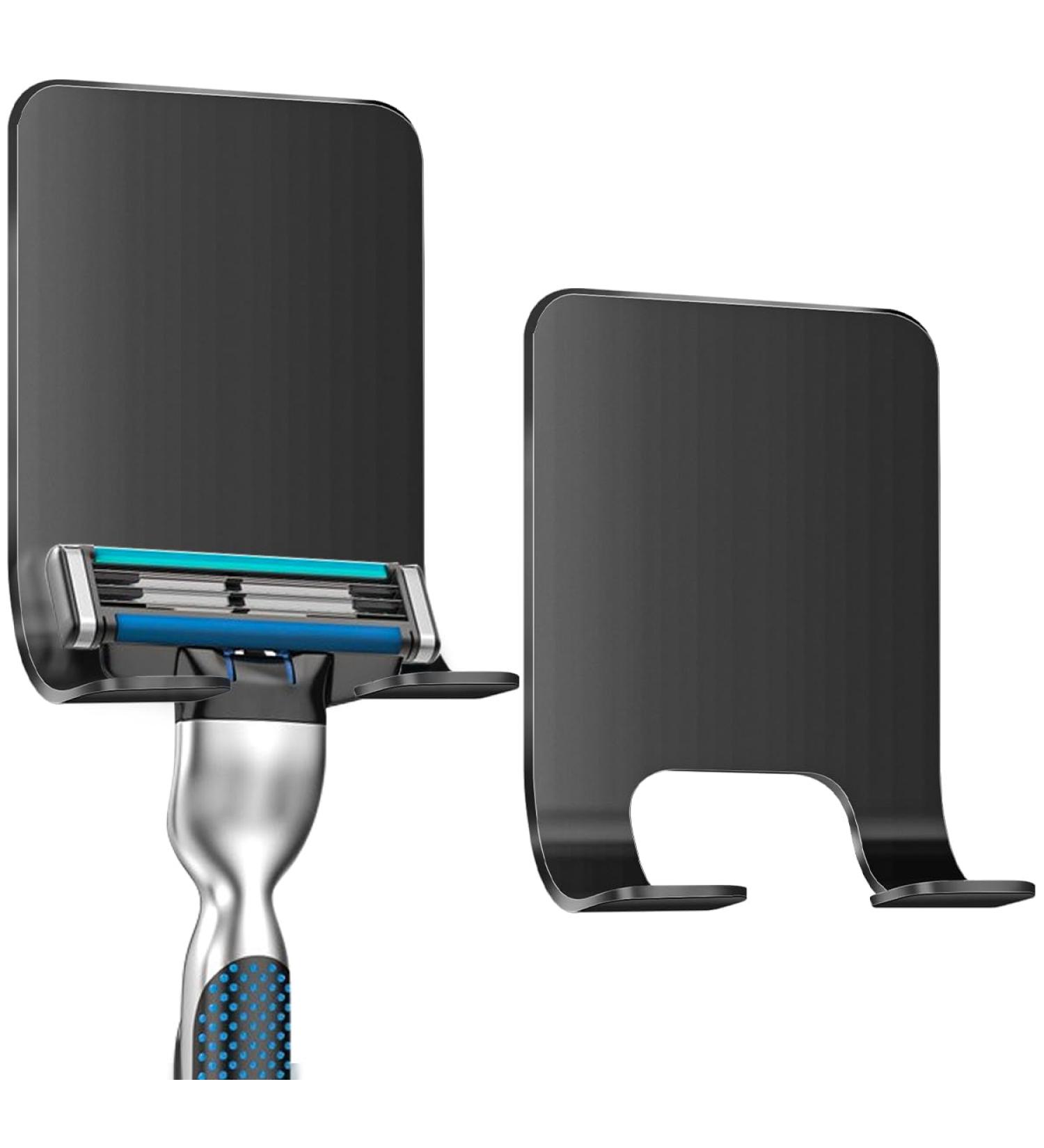Buy Leryati Stainless Steel Razor Bracket Shower - No Drilling Self-Adhesive Holder 2 Black Pieces for Bathroom & Kitchen - Buy Online on GoSupps.com