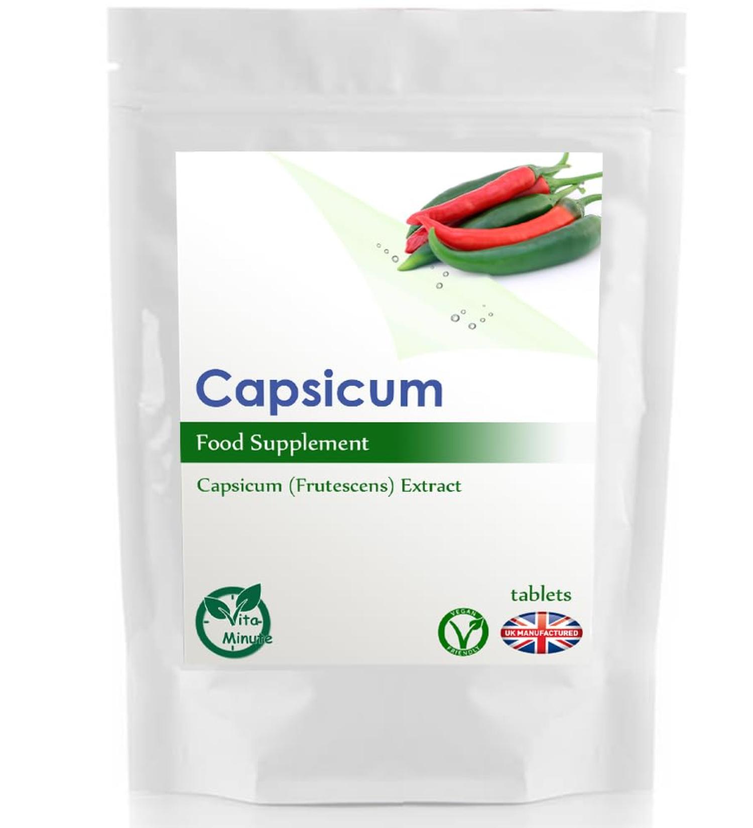 Capsicum Tablets 500mg | Natural High Strength Extract | Vegan | Capsaicin (Pack of 120)