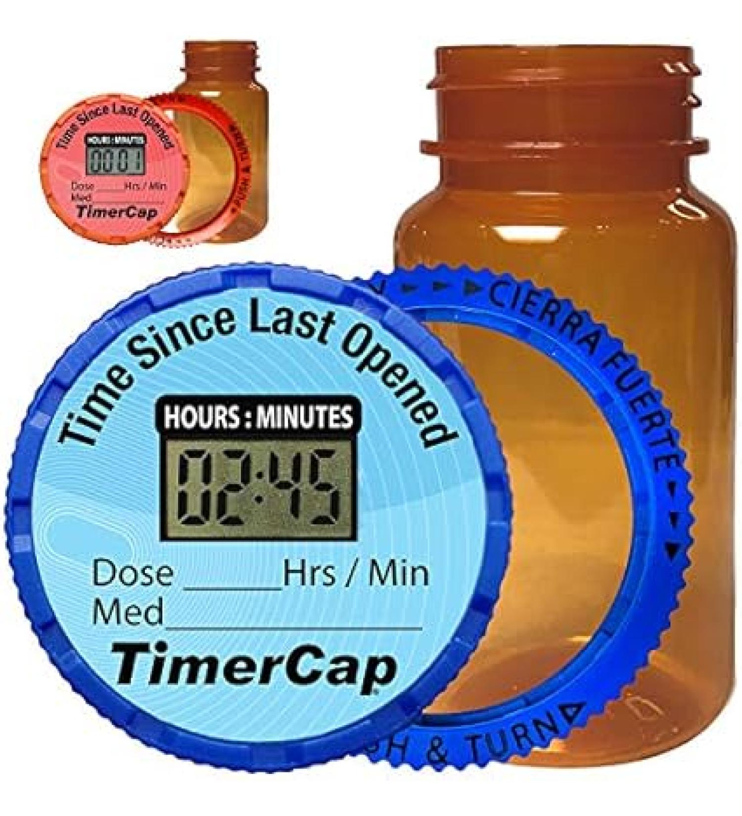 TimerCap Automatically Displays Time Since Last Opened - Built-in Stopwatch Smart Pill Bottle Cap Medication Reminder Case (Qty 2-4.0 oz Amber Bottles) CRC - Buy Online on GoSupps.com