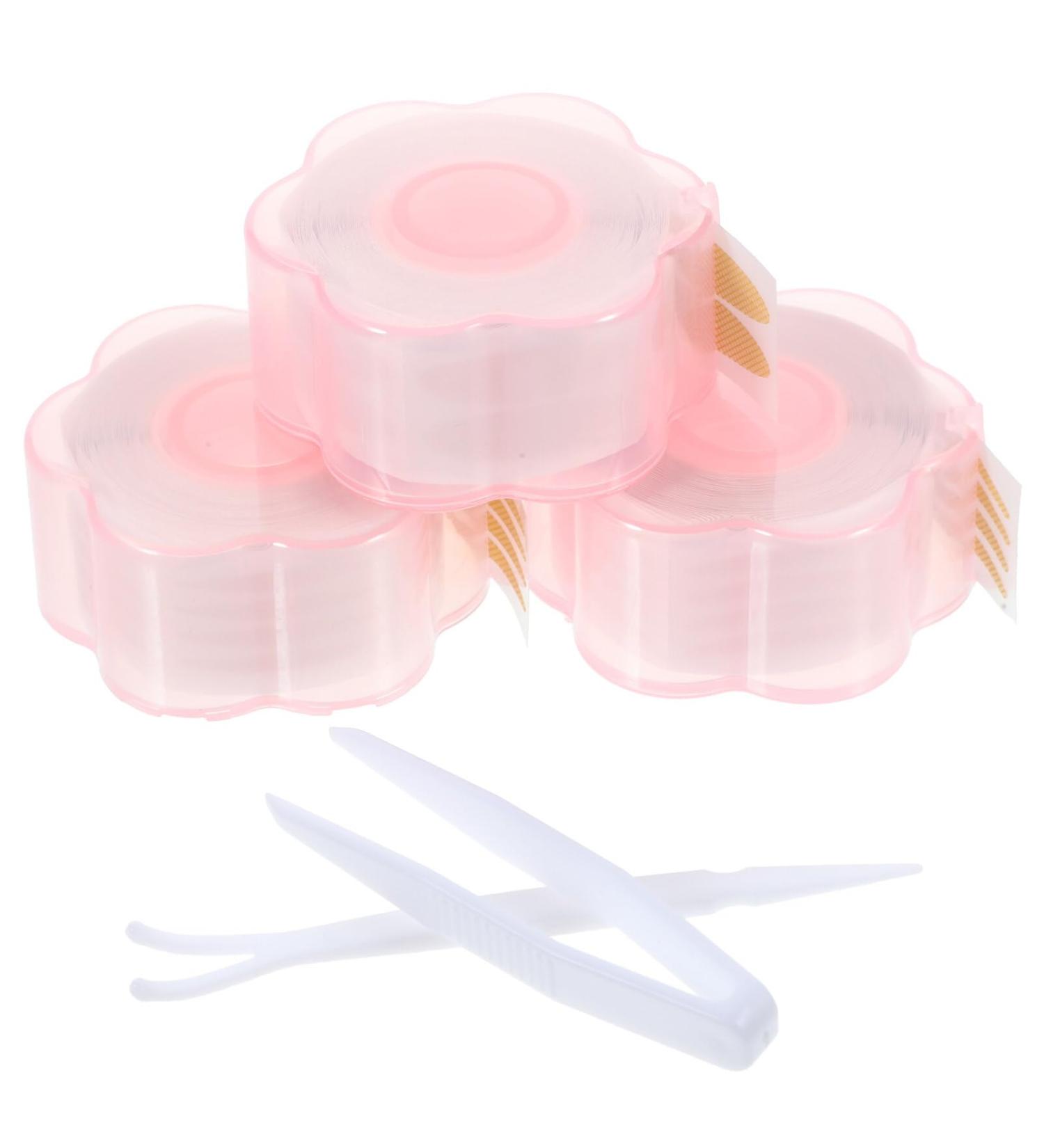 Housoutil 3 rolls Eyelid Sticker Lift Eye Tapes Invisible Eyelash Self-adhesive Forks Lifter Lace Stickers