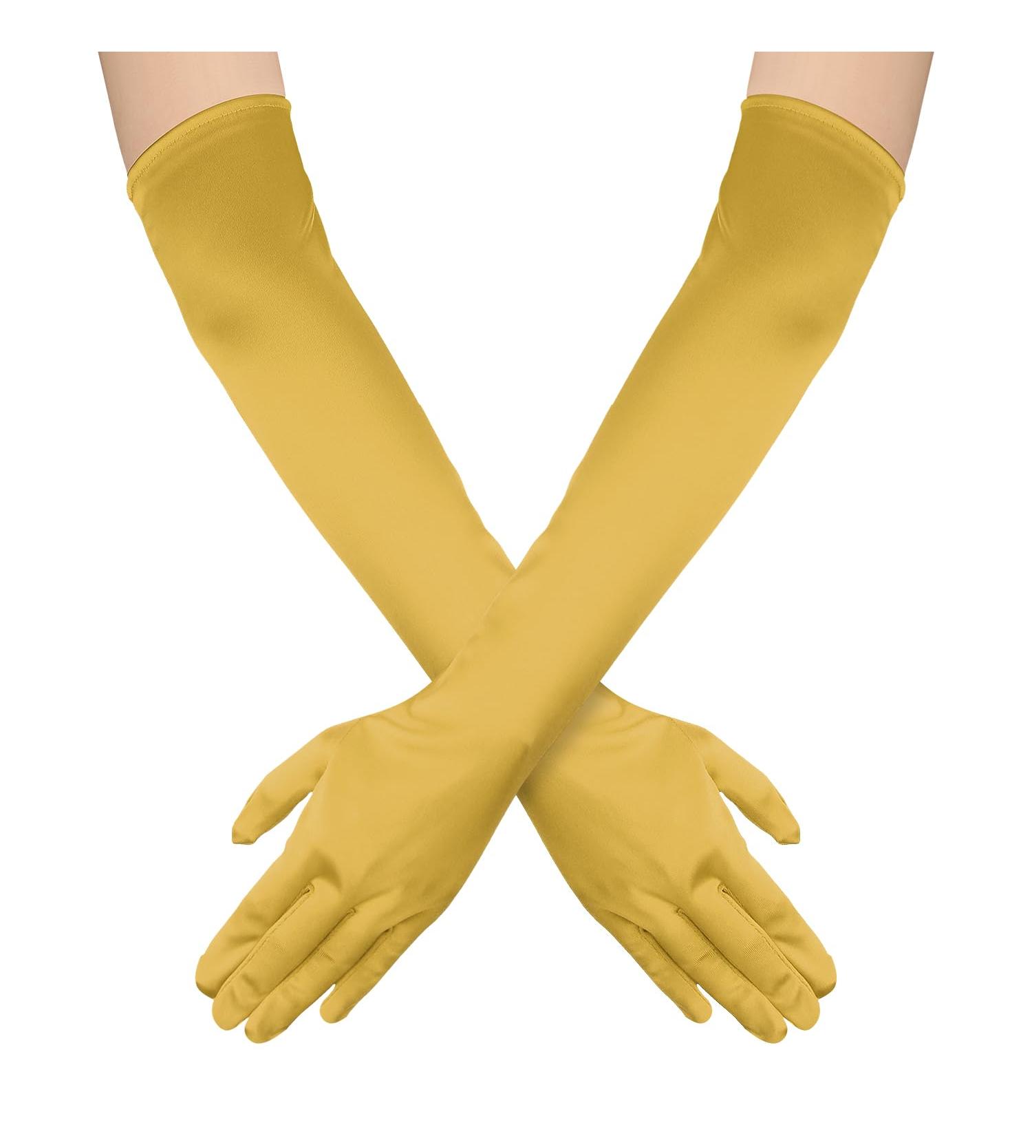NQEUEPN Women Long Gloves Long Elbow Satin Gloves 21" Stretchy 1920s Opera Gloves Hand Care Moisturizing Gloves for Women Girls Evening Party Dance (Gold) - Buy Online on GoSupps.com