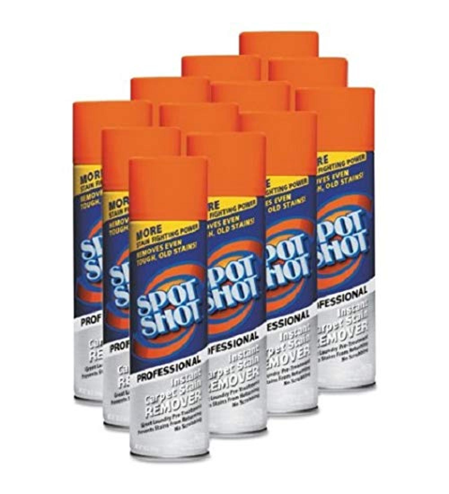 Spot Shot Professional Instant Carpet Stain Remover, 18oz Spray Can, 12/Carton